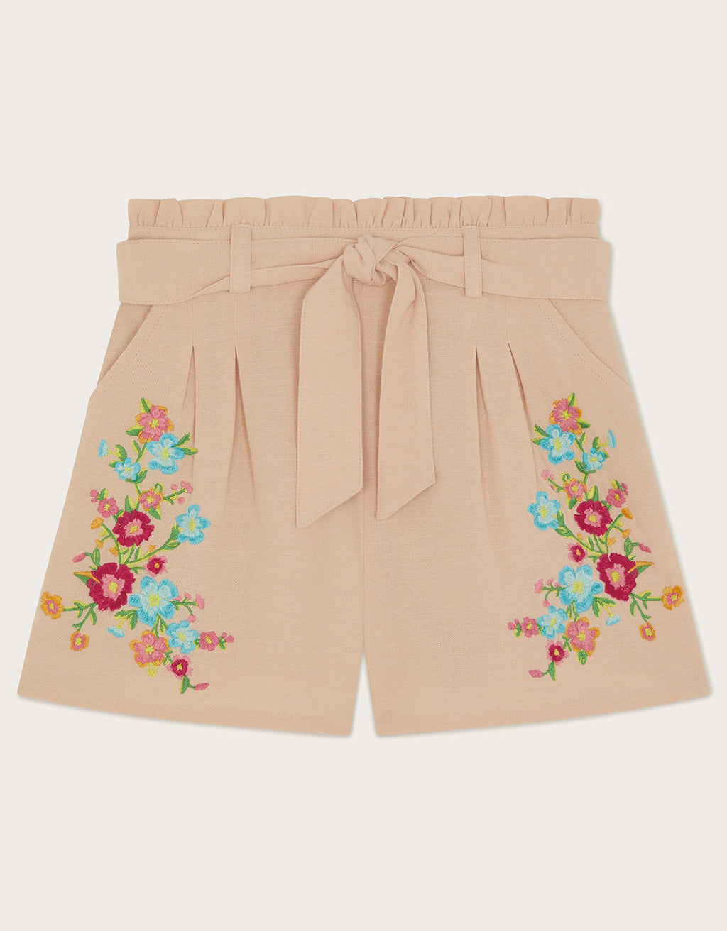 SORTS - LINEN EMB PAPERBAG SHORTS