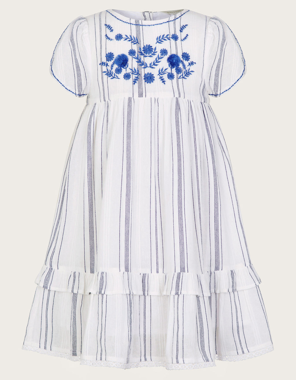 HALJINA - FLORAL EMB Y/D STRIPE DRE
