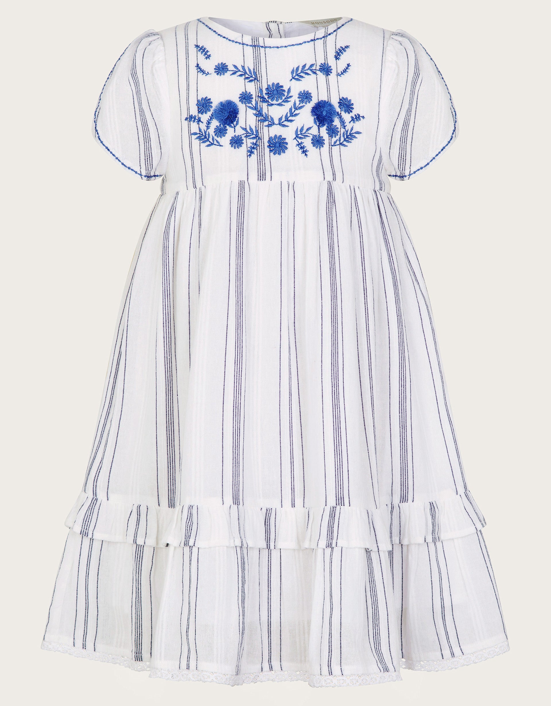 HALJINA - FLORAL EMB Y/D STRIPE DRE
