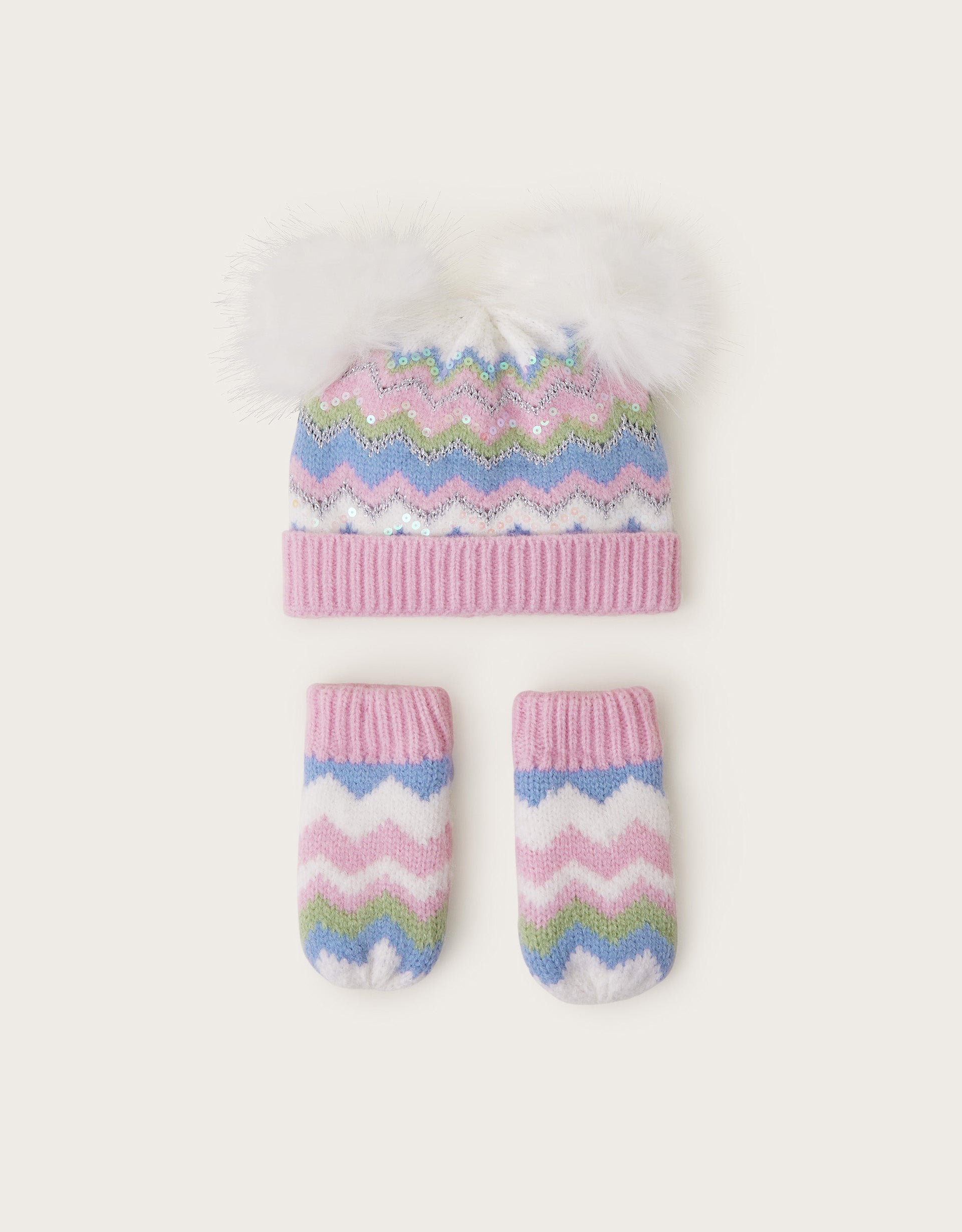 SET KAPA I RUKAVICE - BABY SARA ZIG ZAG BEANIE
