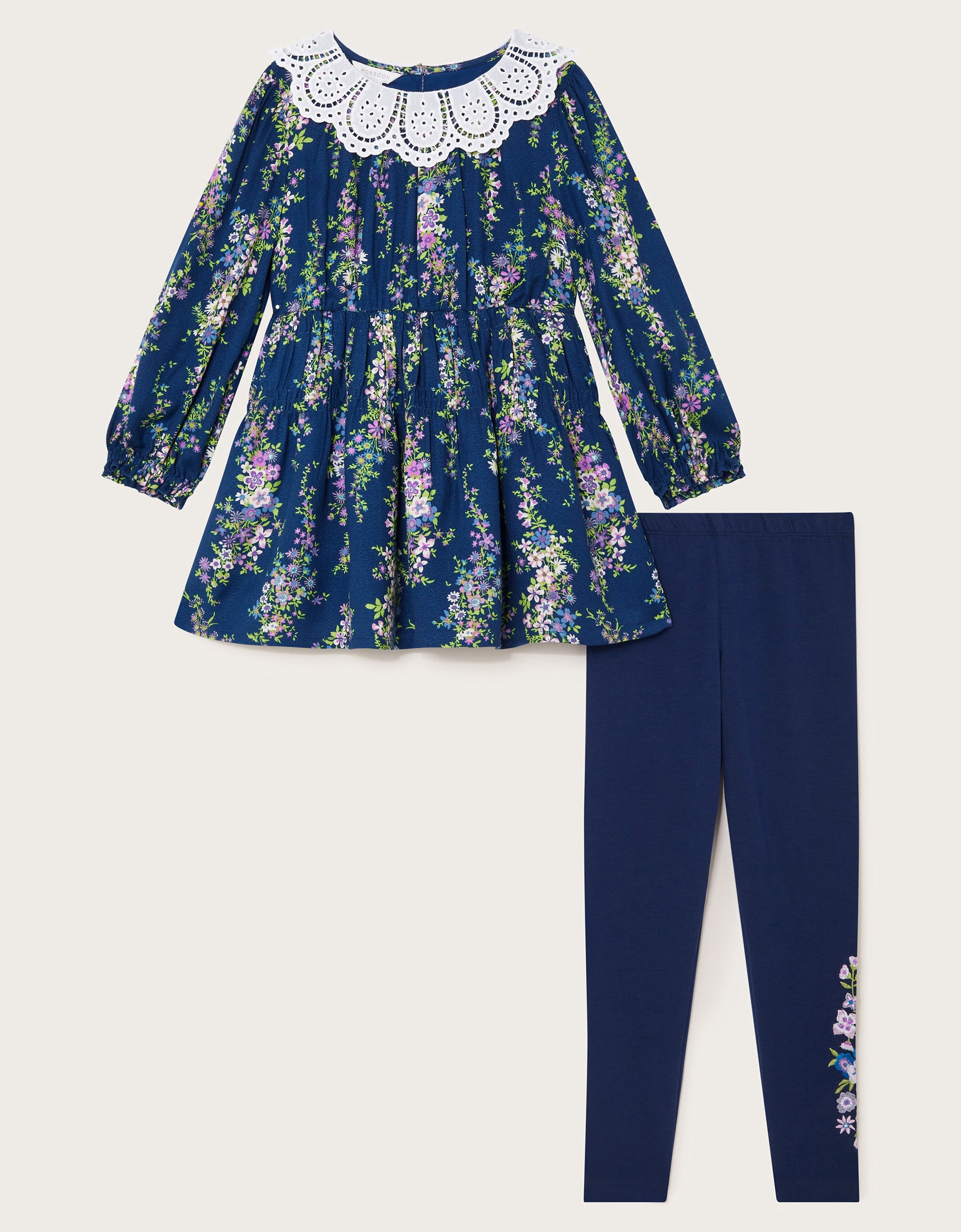 SET - NAVY FLORAL TUNIC&LEGGING