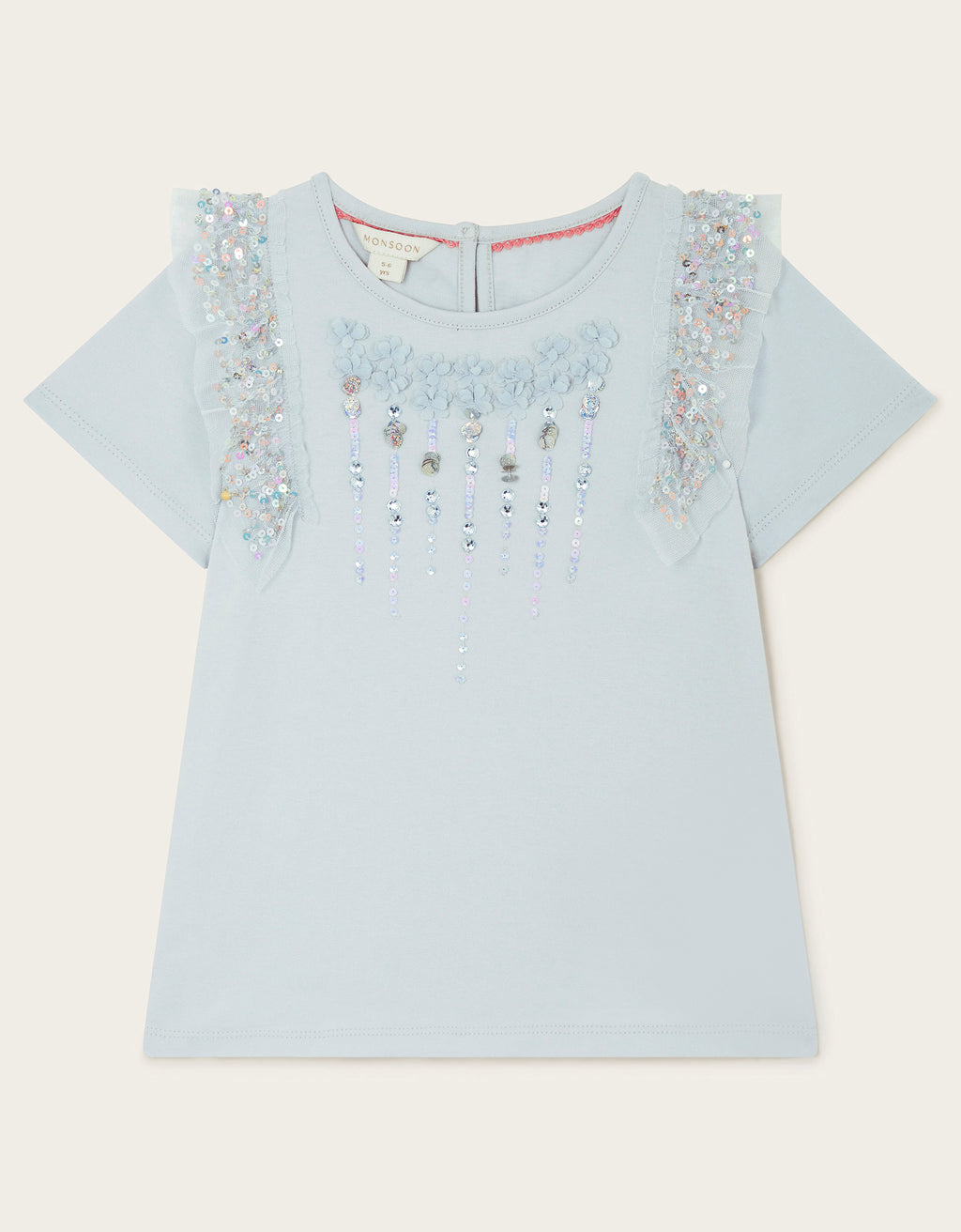 MAJICA - SEW BLUE SEQUIN EMB TEE