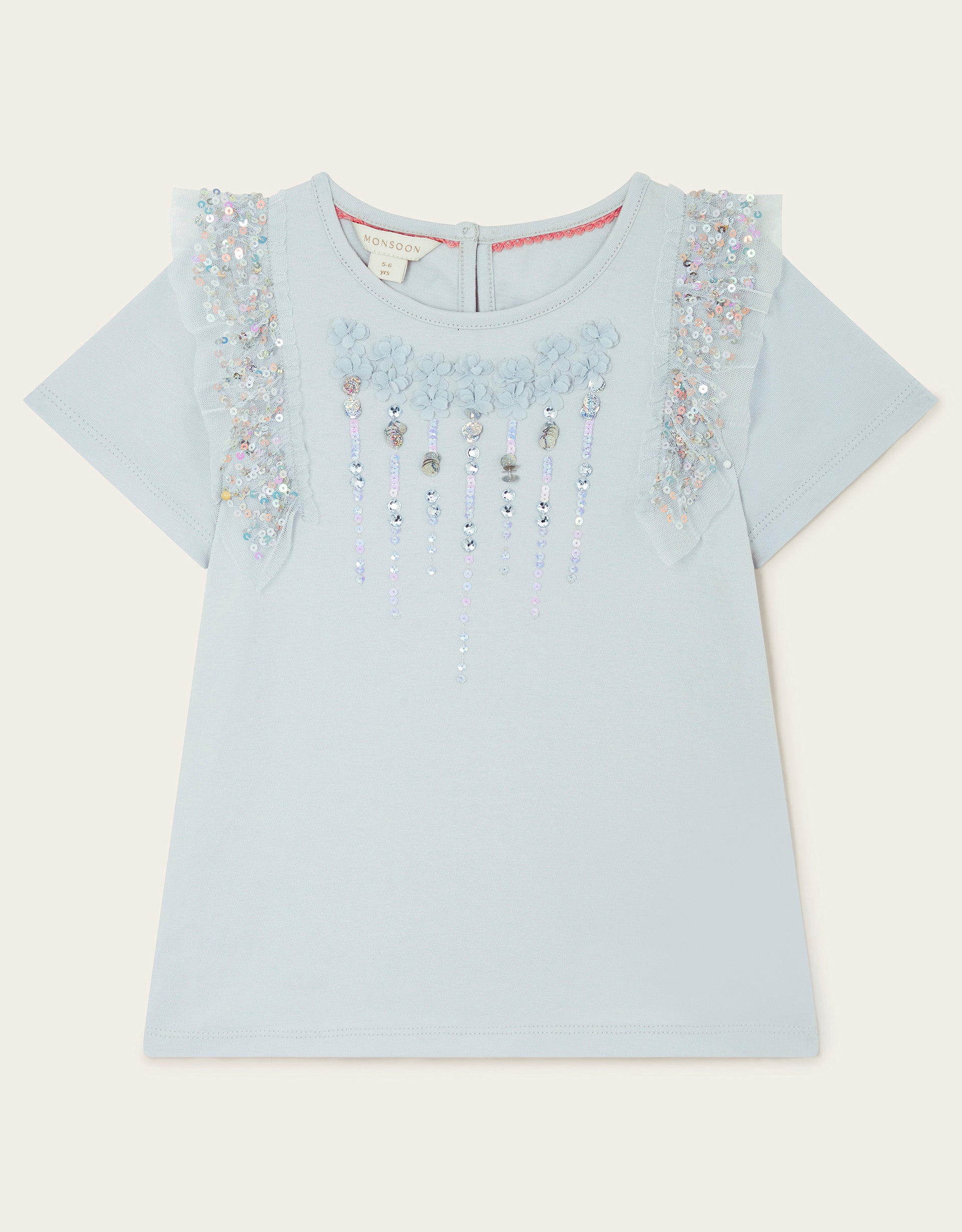 MAJICA - SEW BLUE SEQUIN EMB TEE