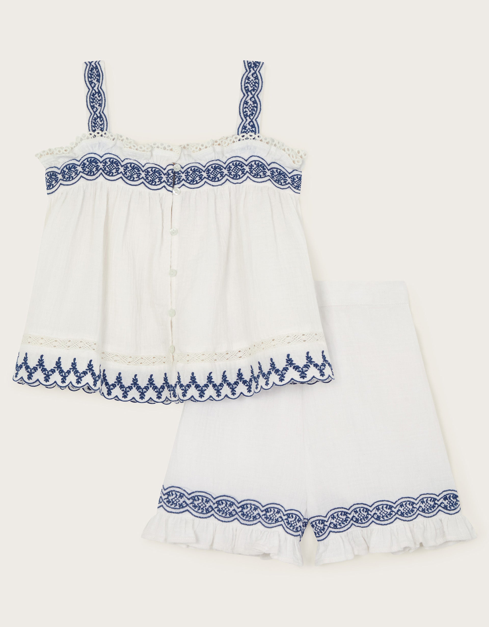 SET - CHEESECLOTH EMB FRILL SET