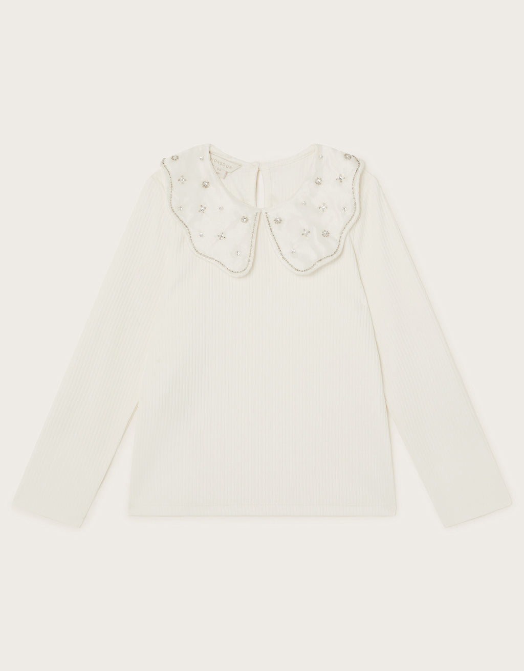 BLUZA - LS EMB COLLAR RIB TOP