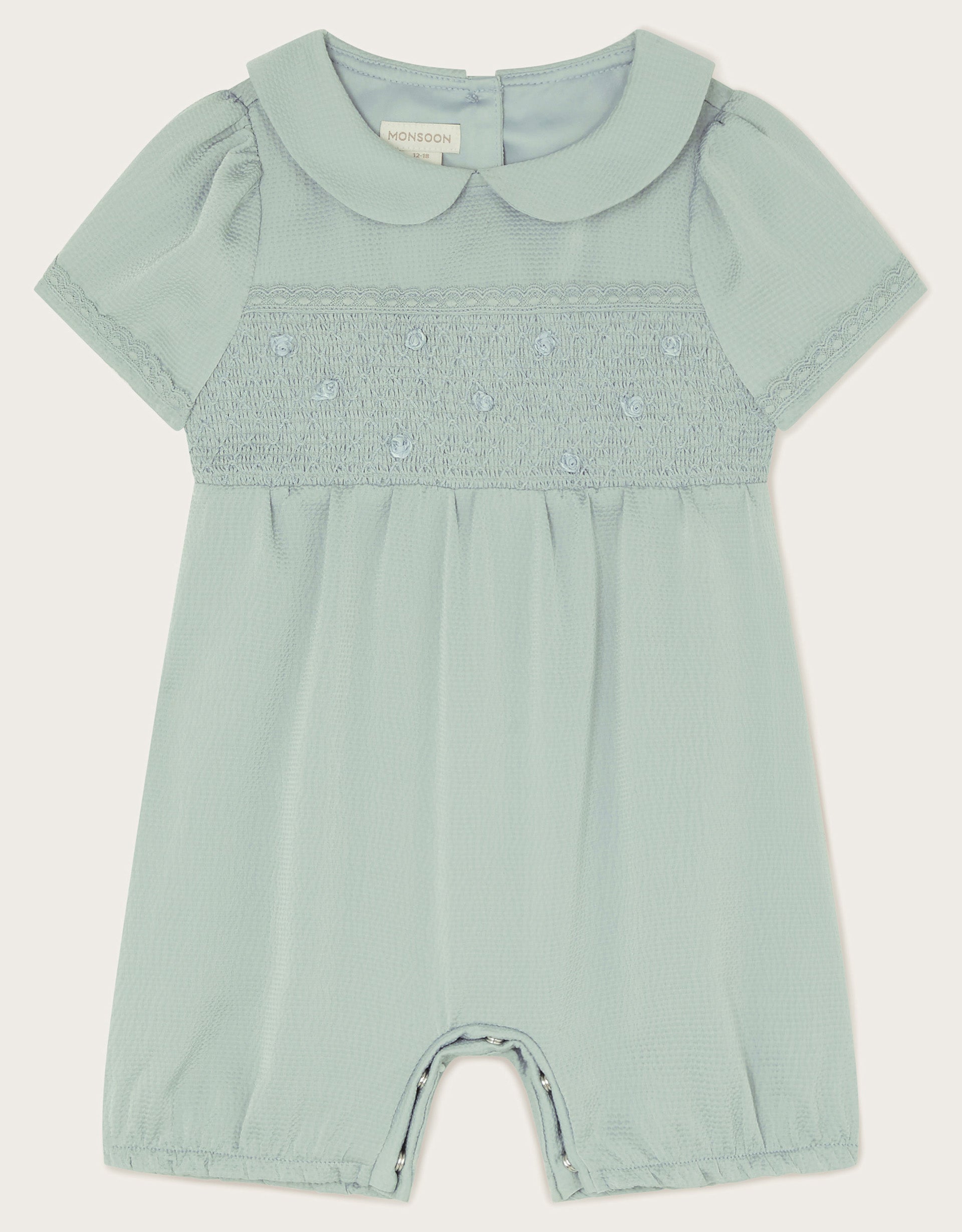 KOMBINEZON - BABY SATIN SMOCKED ROMPER