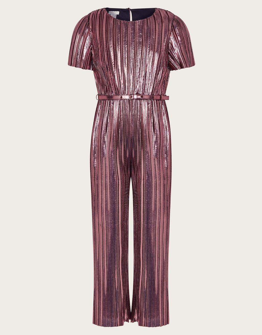 KOMBINEZON - METALLIC BELTED JUMPSUIT