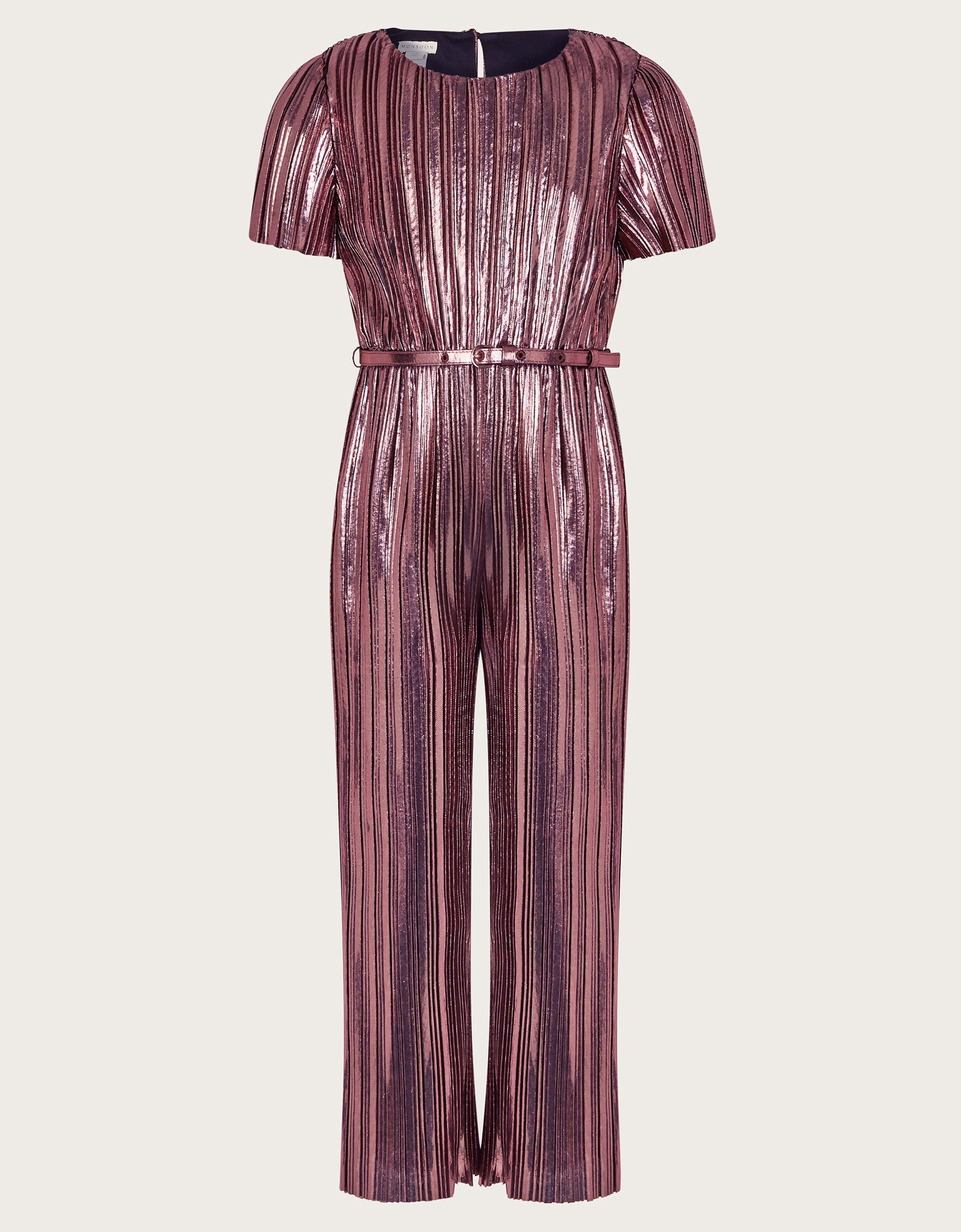 KOMBINEZON - METALLIC BELTED JUMPSUIT