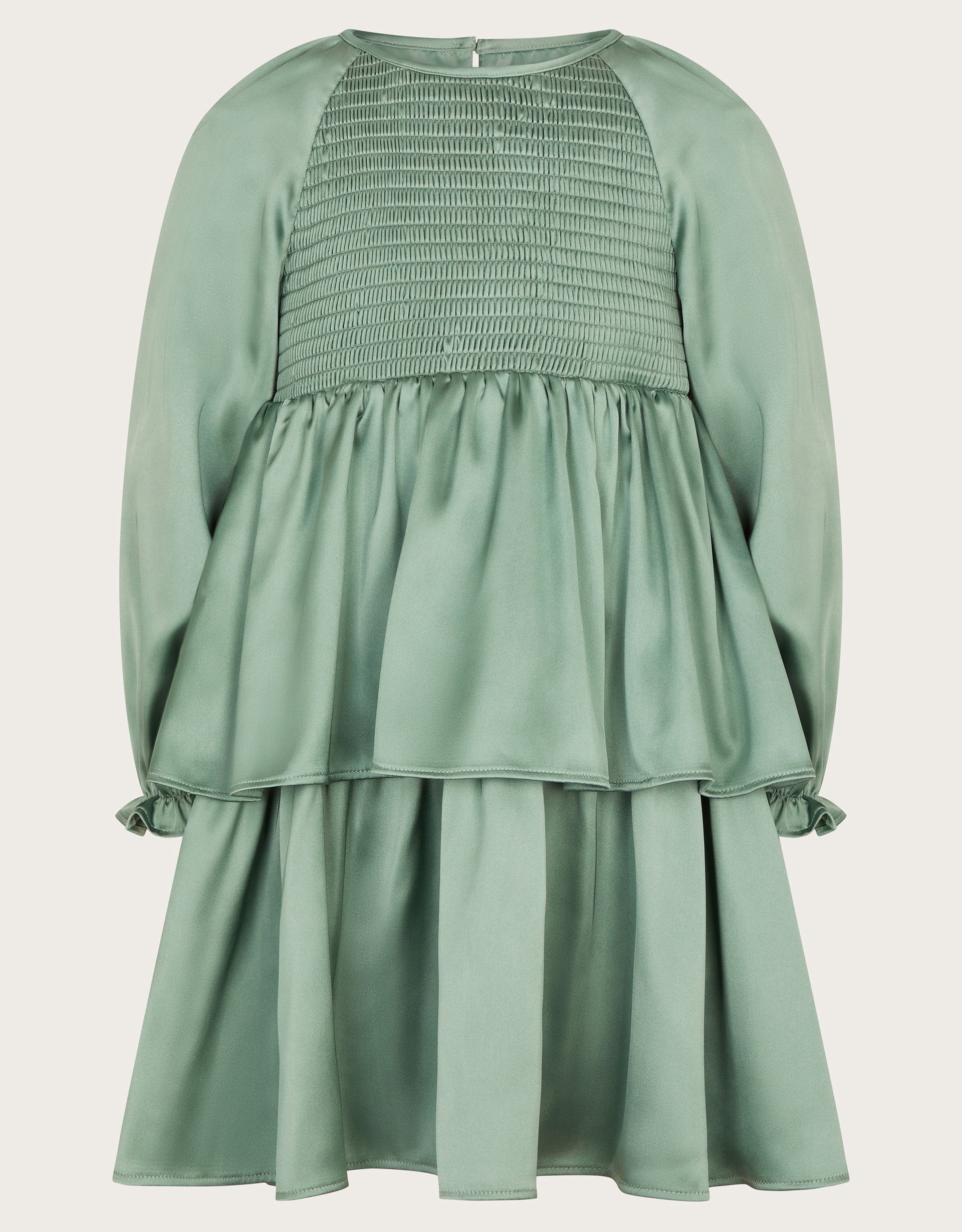 HALJINA - TIERED SATIN SMOCK DRESS