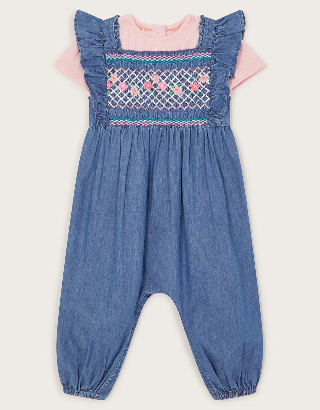 KOMBINEZON - BABY CHAMBRAY EMB DENIM R
