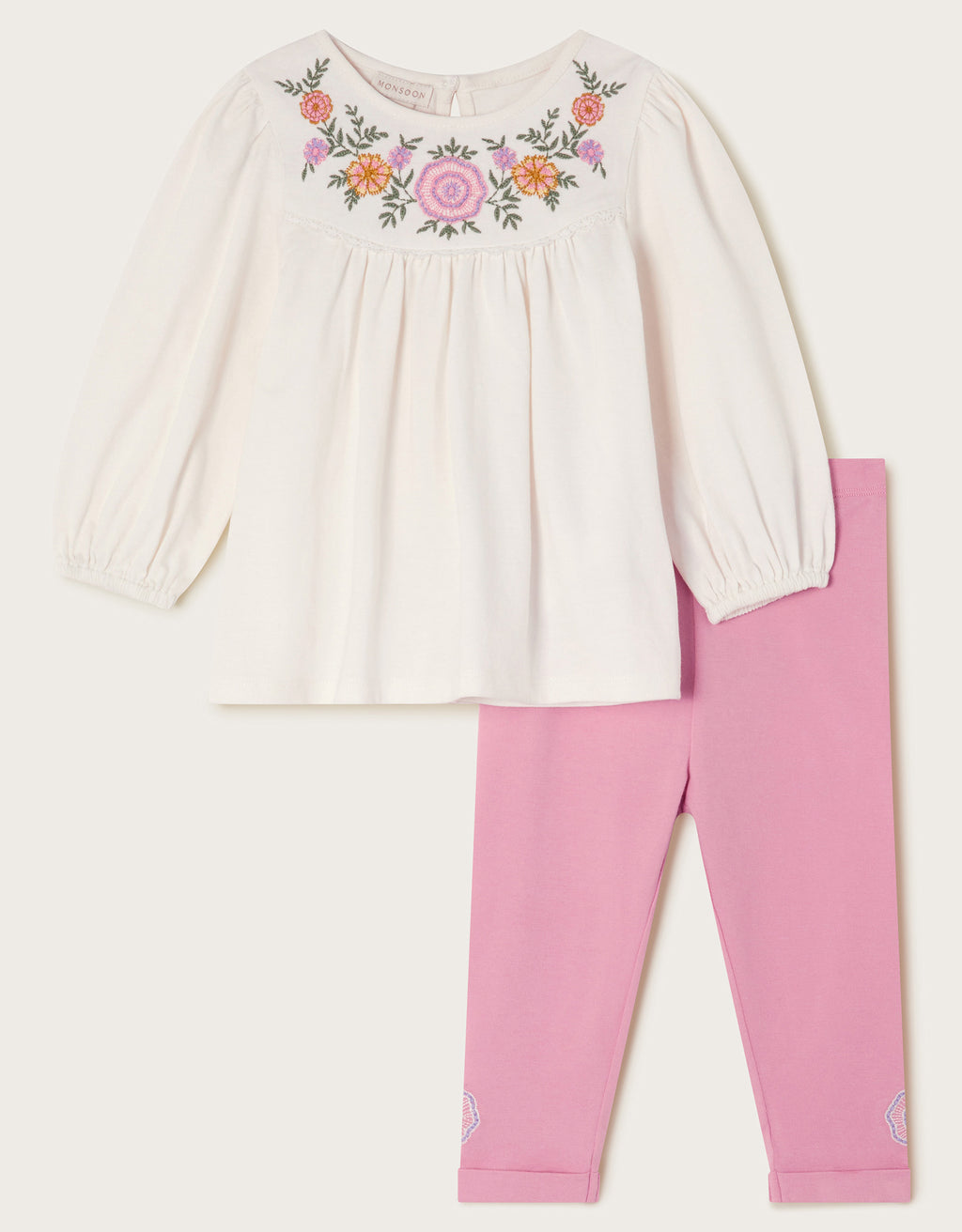 SET - BABY EMB YOKE TUNIC SET