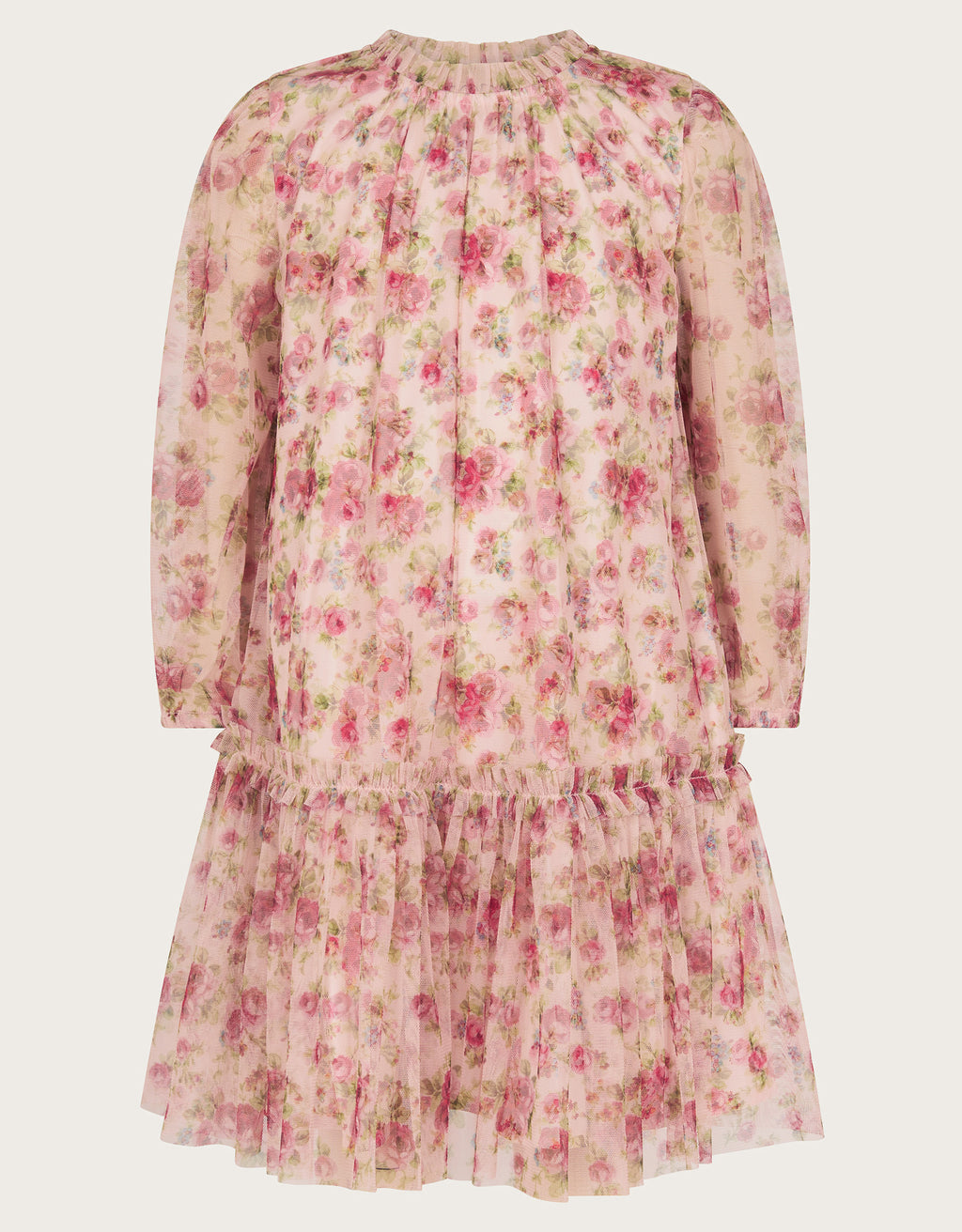 HALJINA - LS FLORAL MESH PRINTED DR