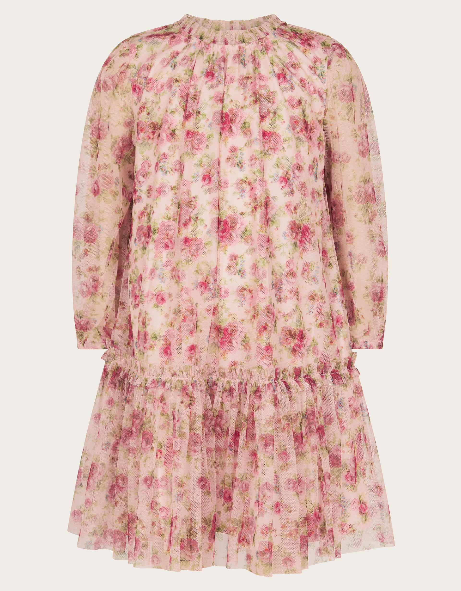 HALJINA - LS FLORAL MESH PRINTED DR