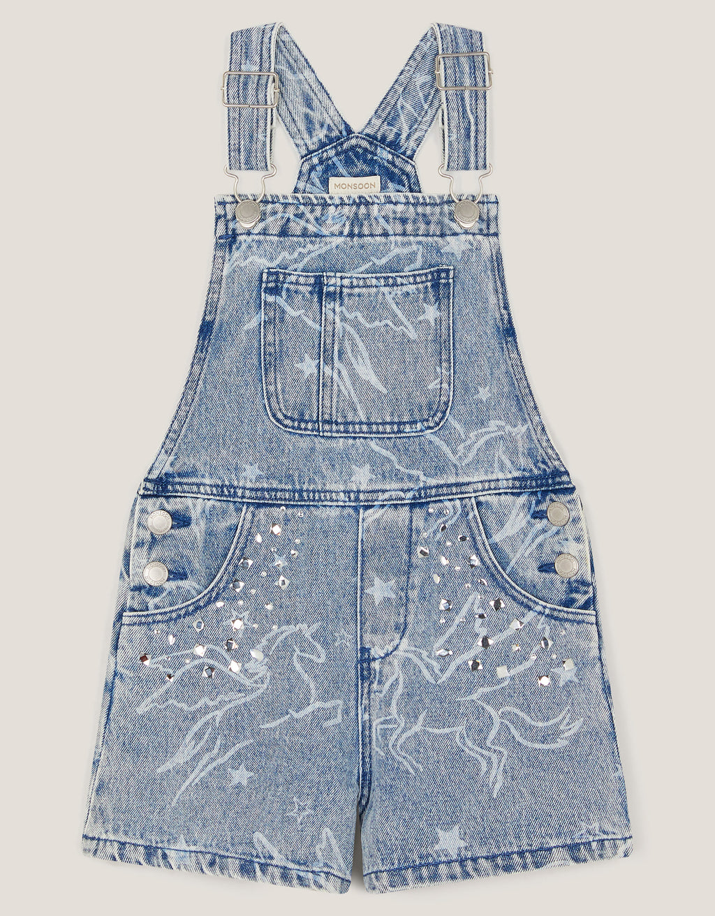 KOMBINEZON - DENIM UNICORN BIBSHORT