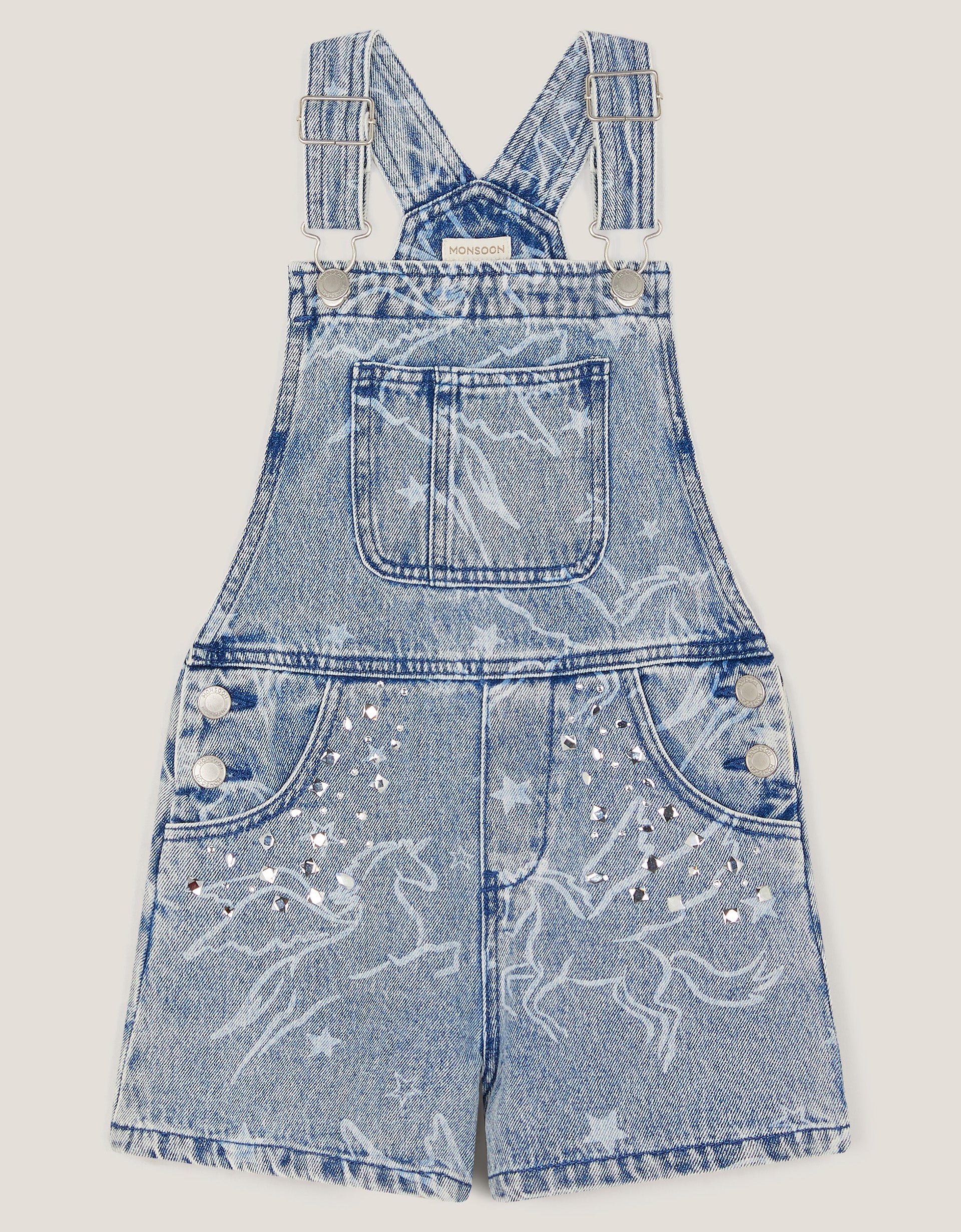 KOMBINEZON - DENIM UNICORN BIBSHORT