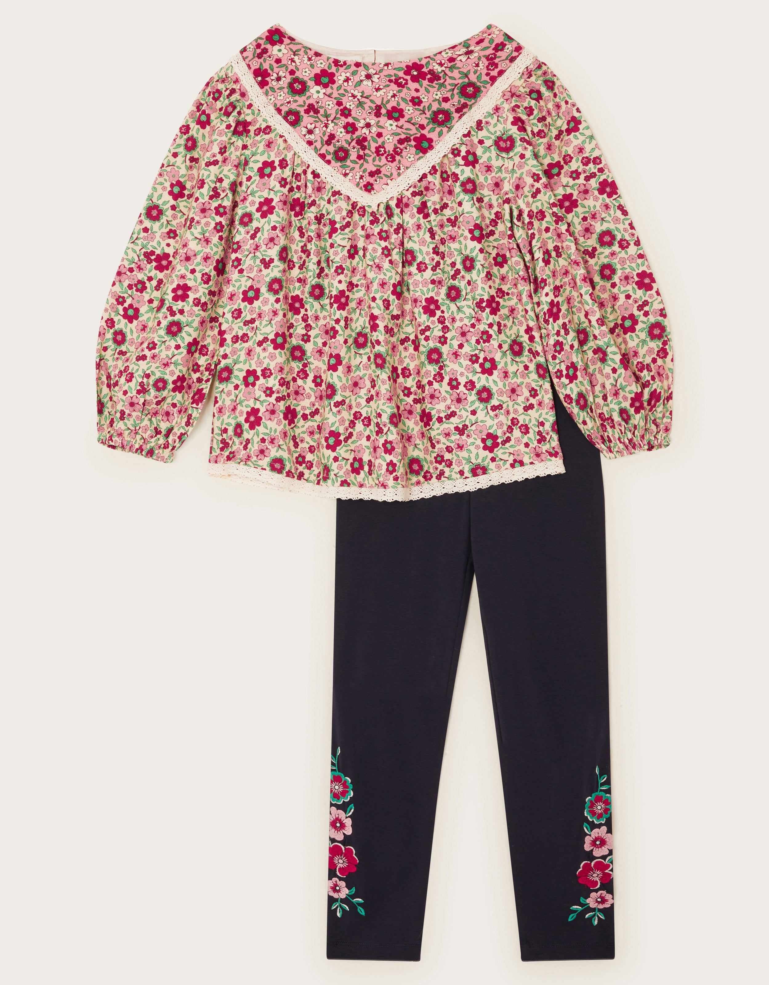 SET - FLORAL WOVEN BLOUSE& LEGG