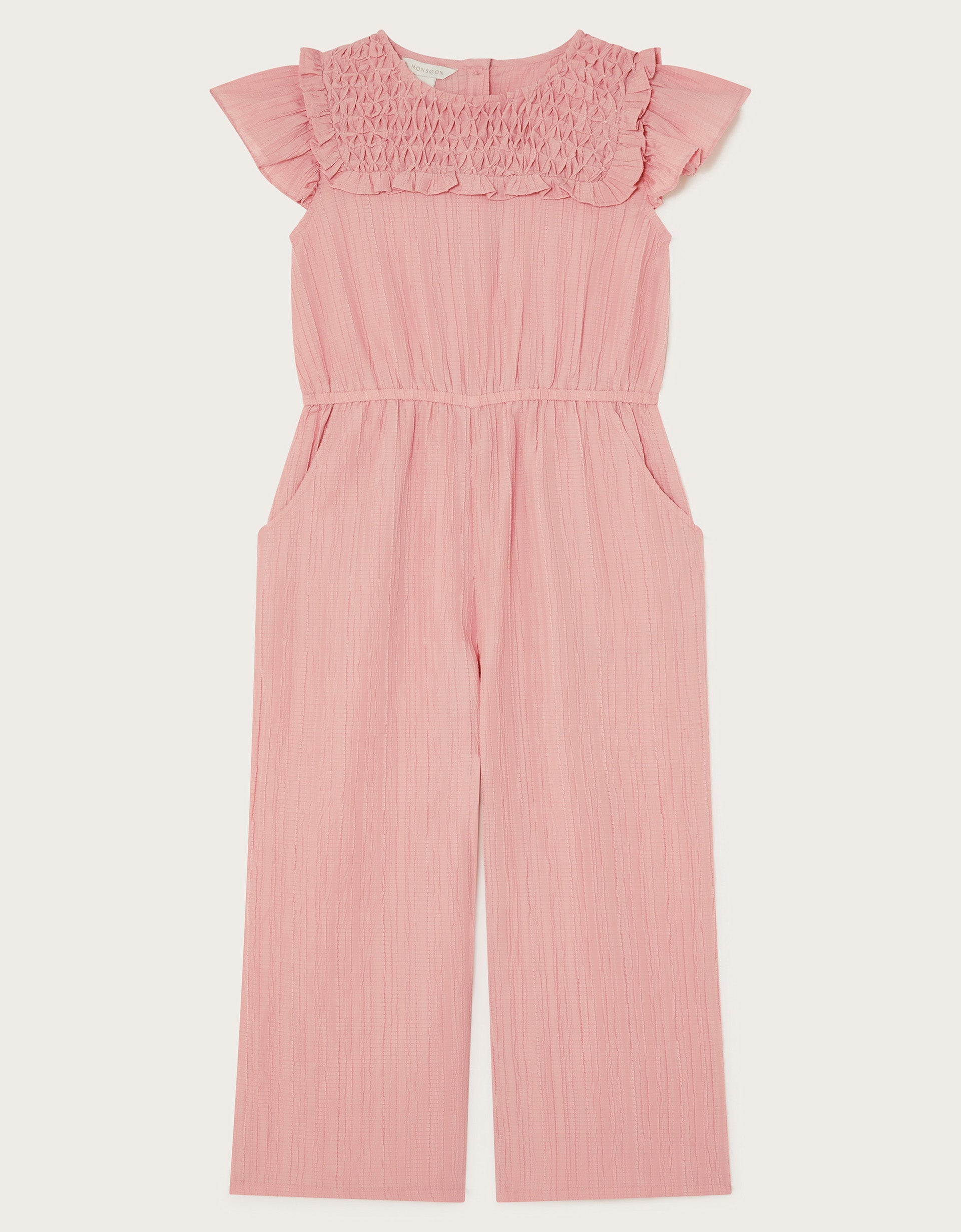 KOMBINEZON - SMOCKED TEXTURED JUMPSUIT