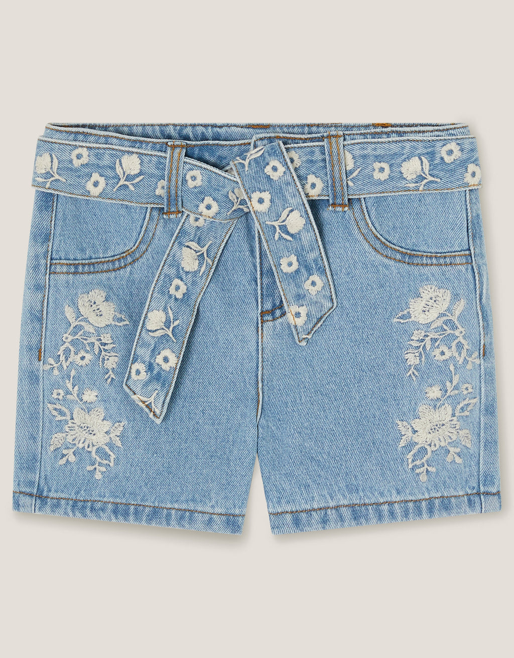 SORTS - EMB BELTED DENIM SHORT