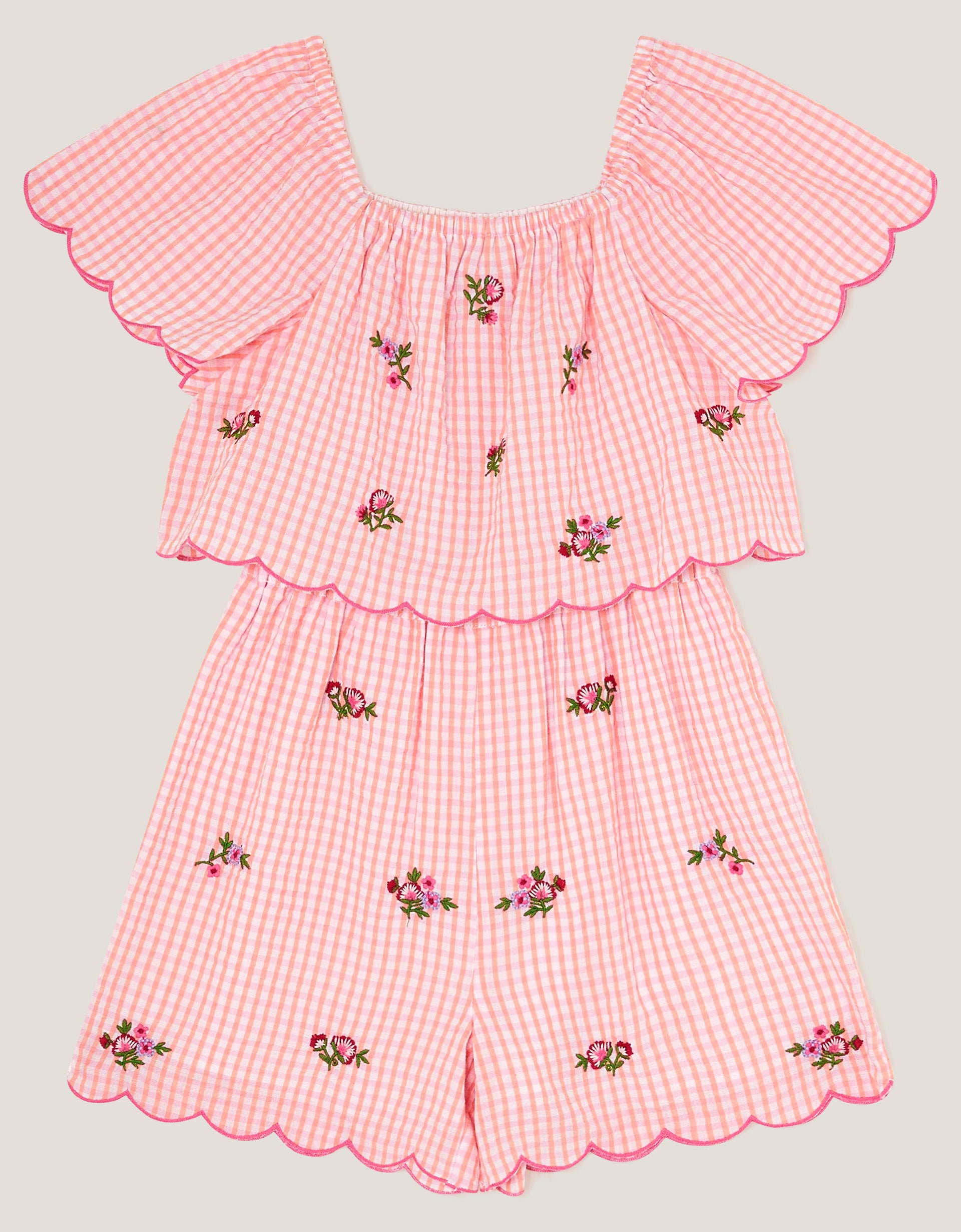 KOMBINEZON - GINGHAM EMB PLAYSUIT