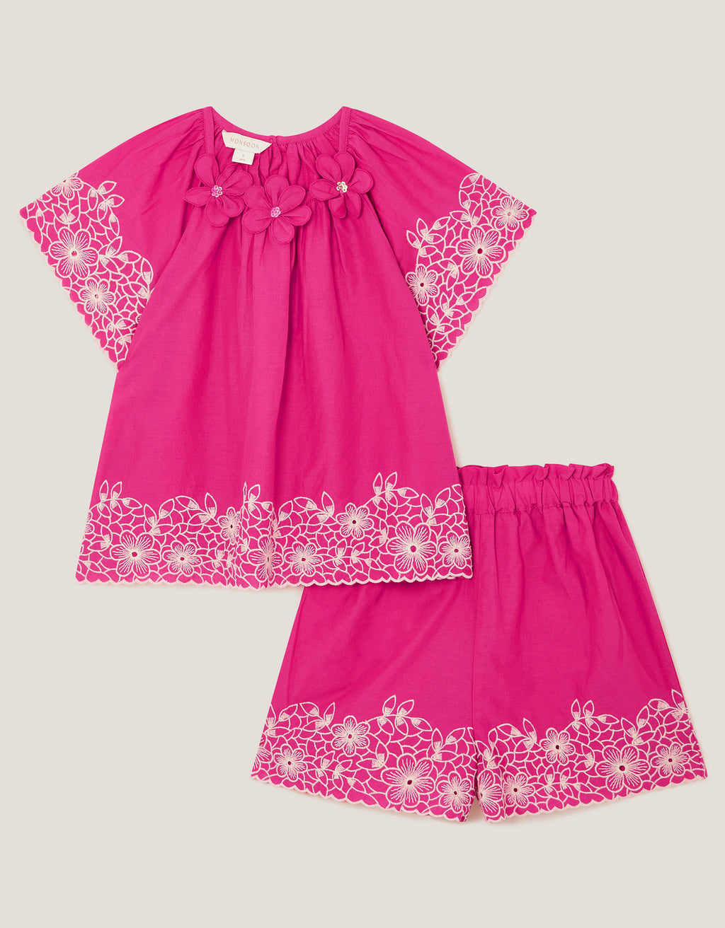SET - HOT PINK EMB BLOUSE & SHO
