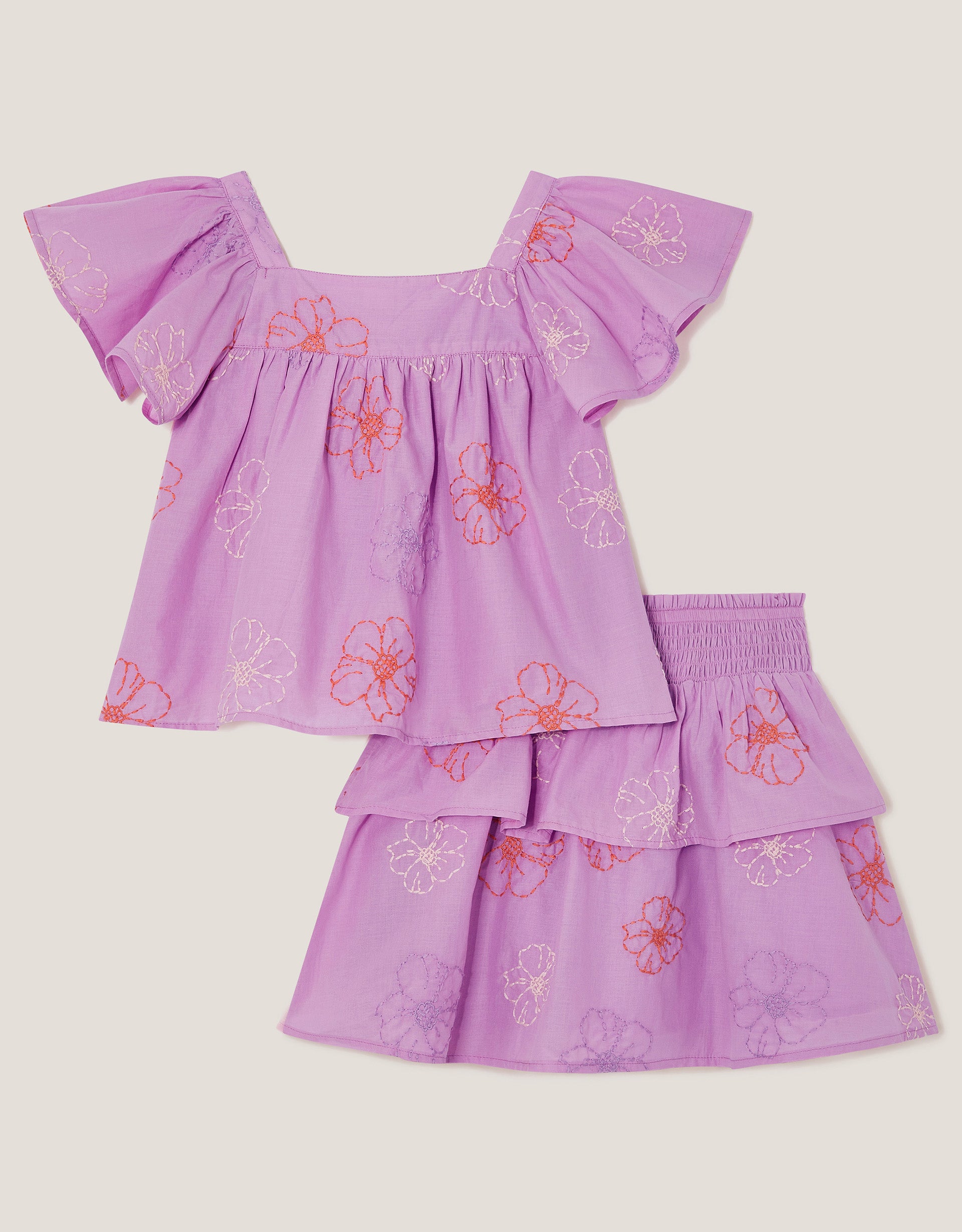 SET - LILAC EMB TOP AND SKIRT S