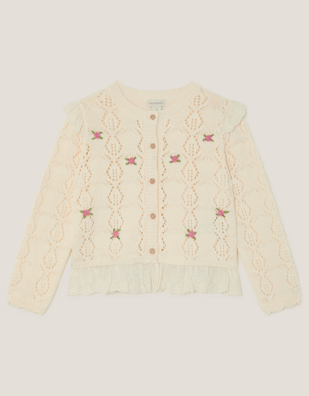 KARDIGAN - EMBROIDERED FRILL BROIDER