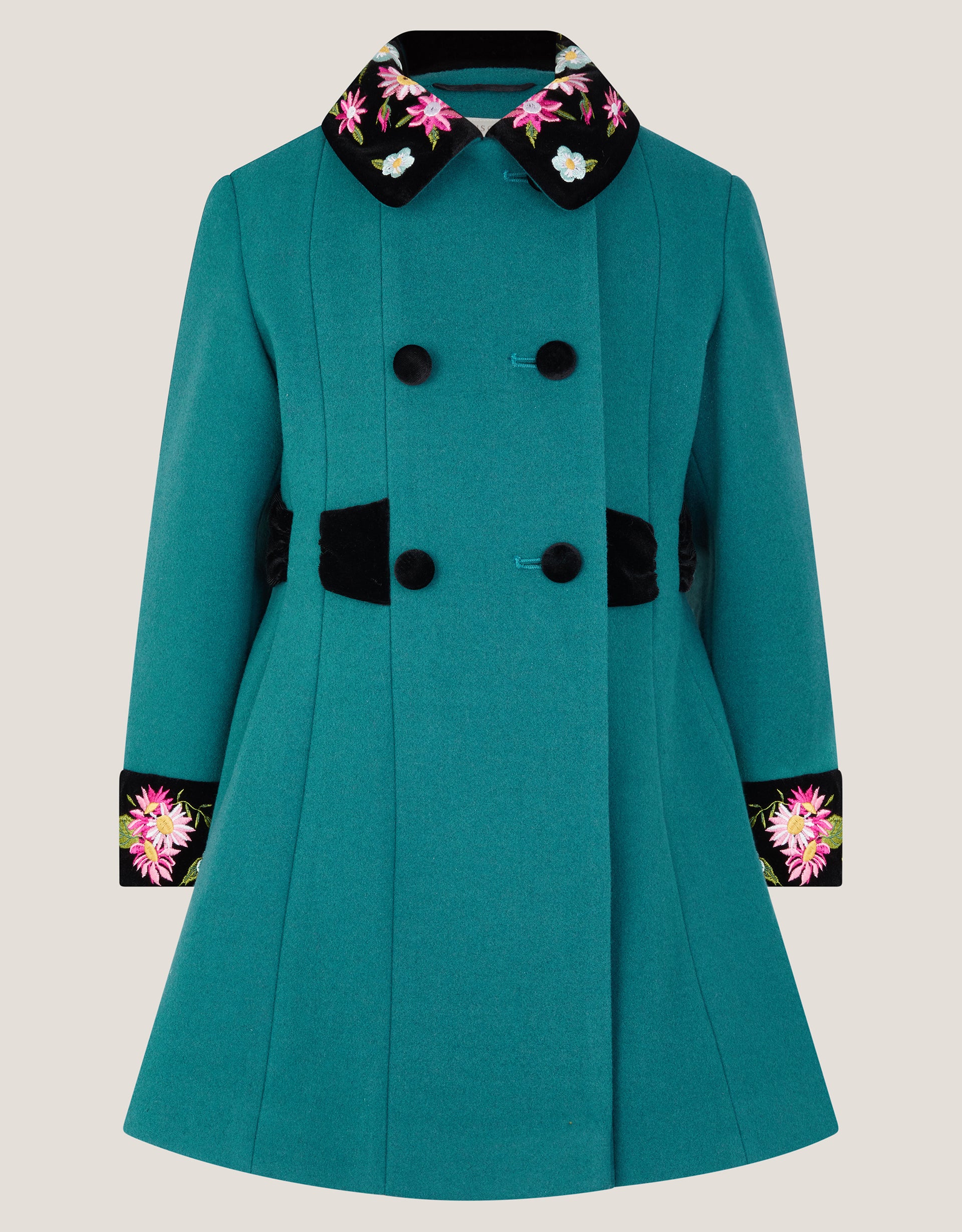 KAPUT - TEAL WOOL VELVET COAT