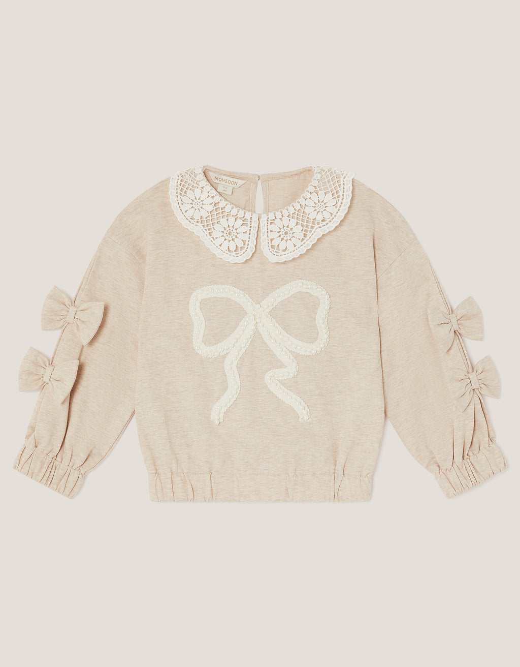 DUKS - LACE BOW PEARL COLL SWEAT