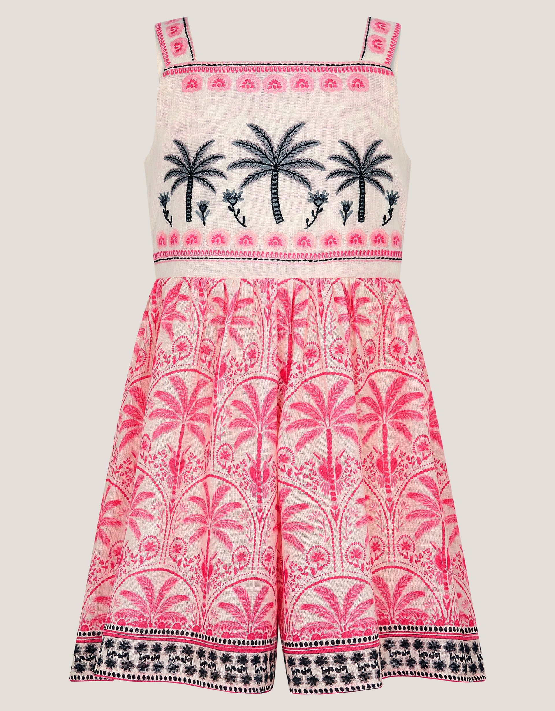KOMBINEZON - PINK PALM PRINT EMBROID P