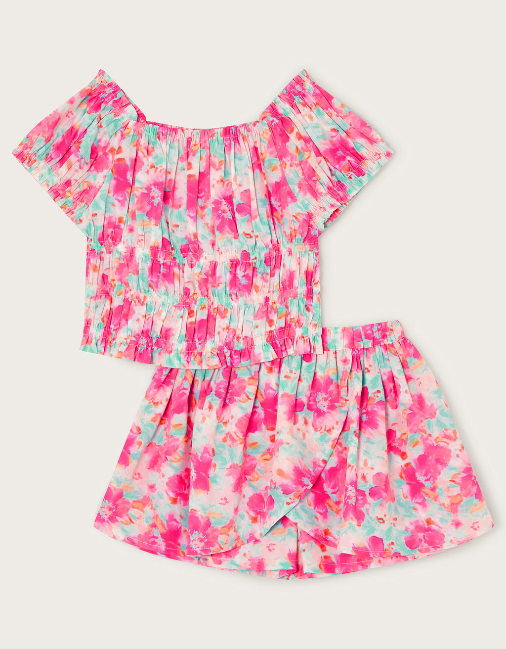 SET - TROPICAL FLORAL SHIRRED S