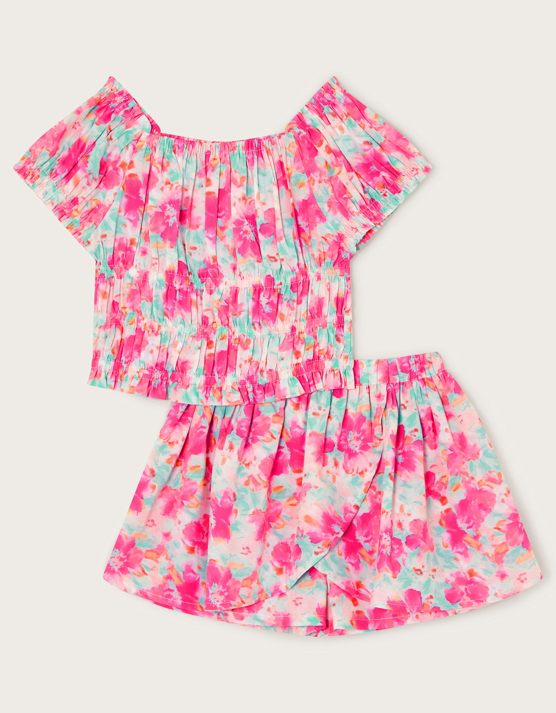 SET - TROPICAL FLORAL SHIRRED S