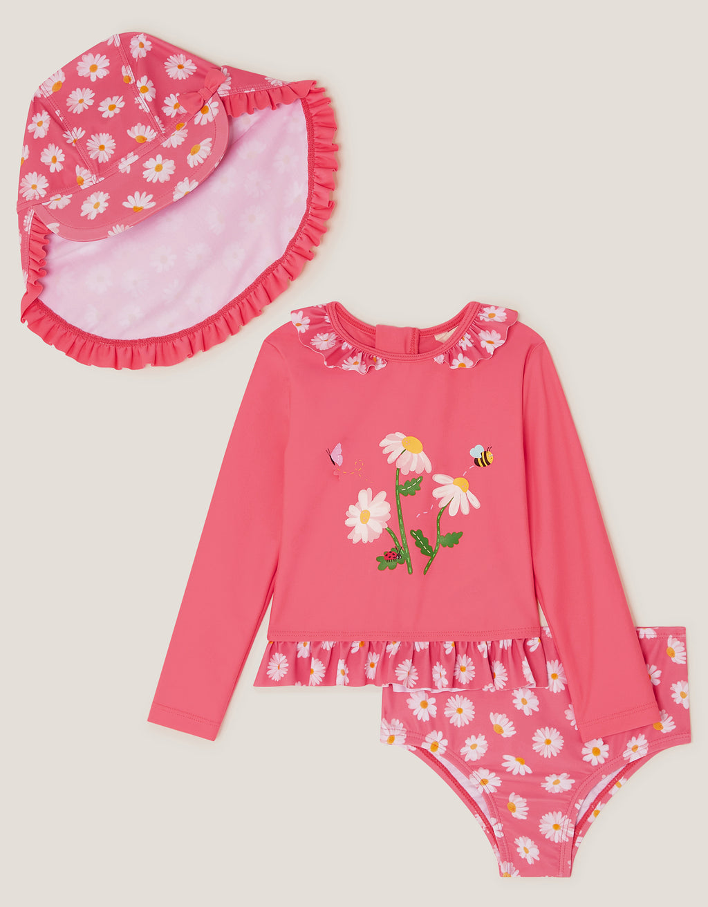 SET - KUPACI KOSTIM I KAPA - BABY 3PC UPF CORAL DAISY