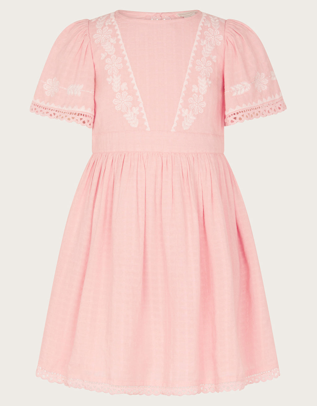 HALJINA - PINK COTTON EMB DRESS