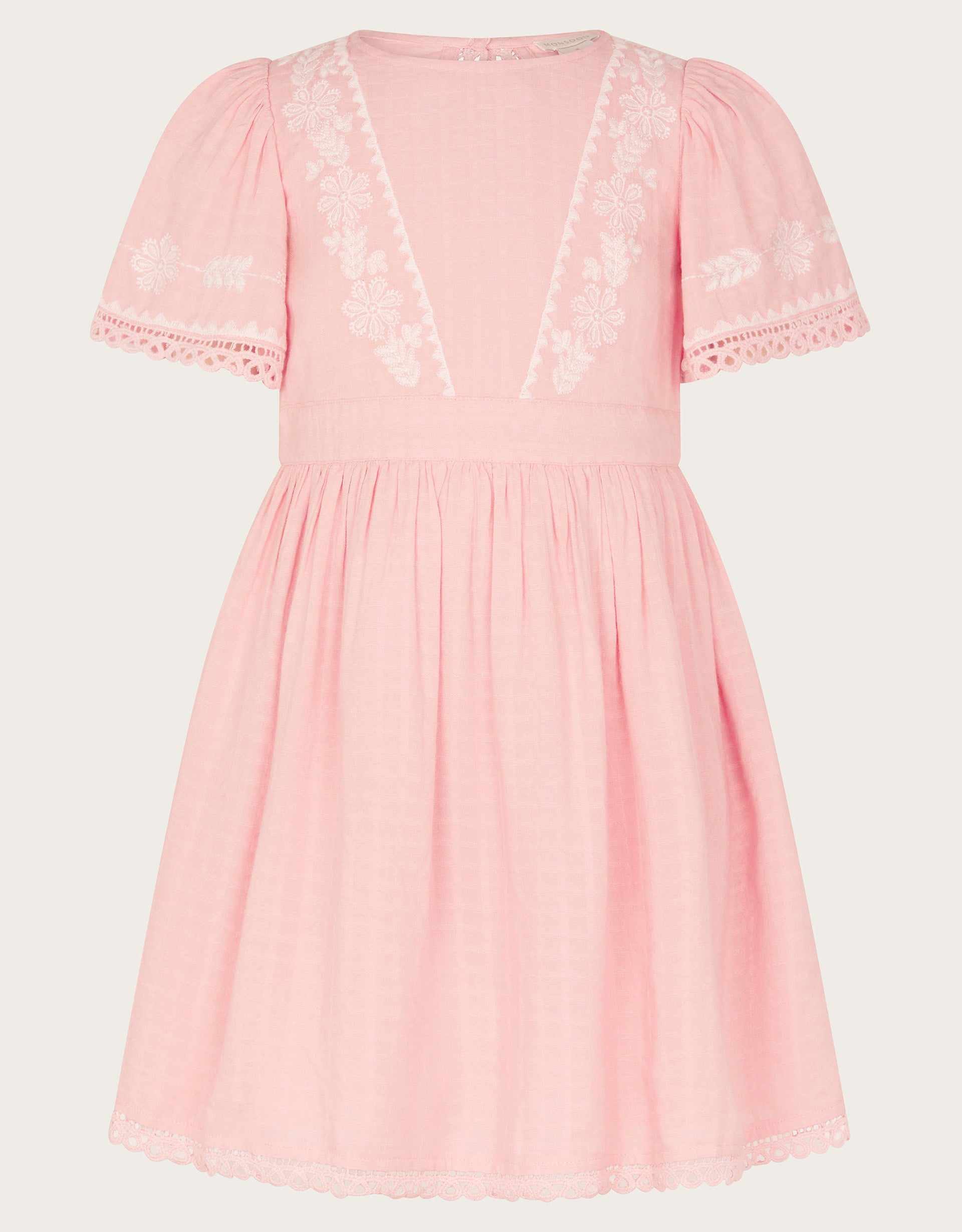 HALJINA - PINK COTTON EMB DRESS