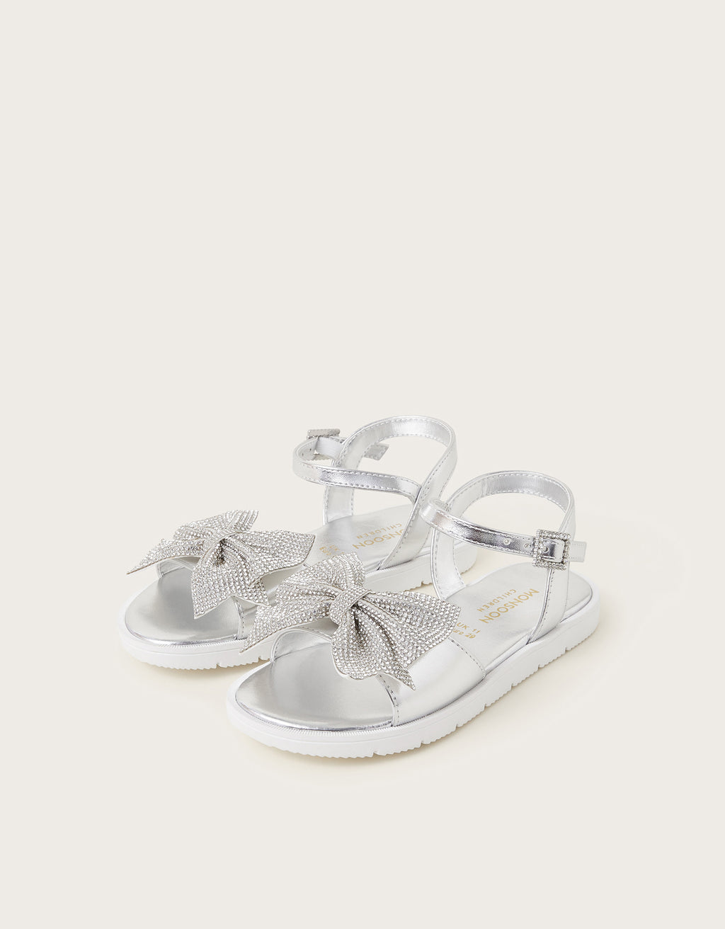 SANDALE - SILVER DIAMANTE BOW SANDA