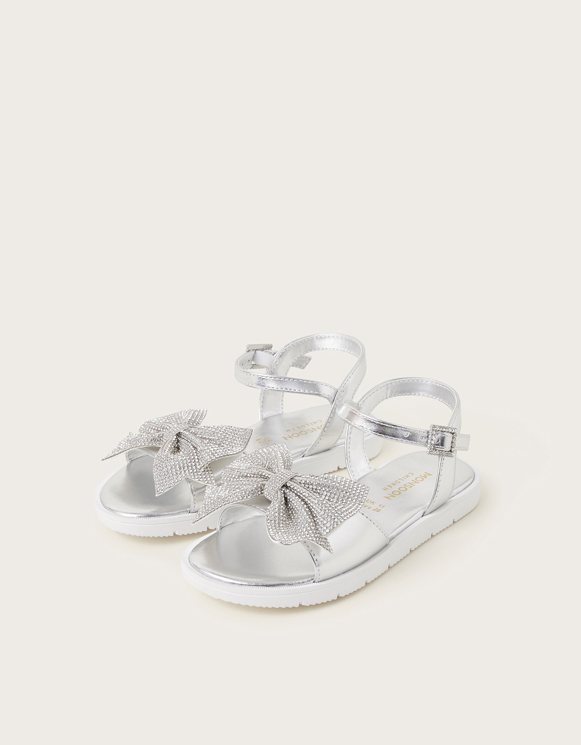 SANDALE - SILVER DIAMANTE BOW SANDA