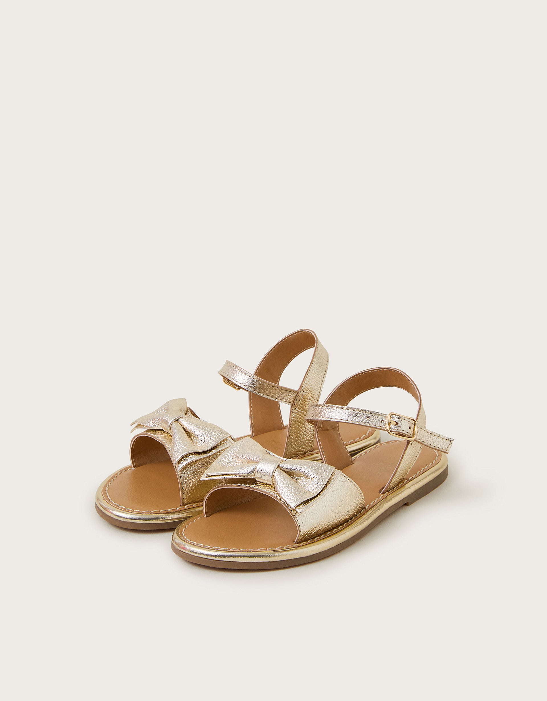 SANDALE - GOLD LEATHER BOW SANDAL
