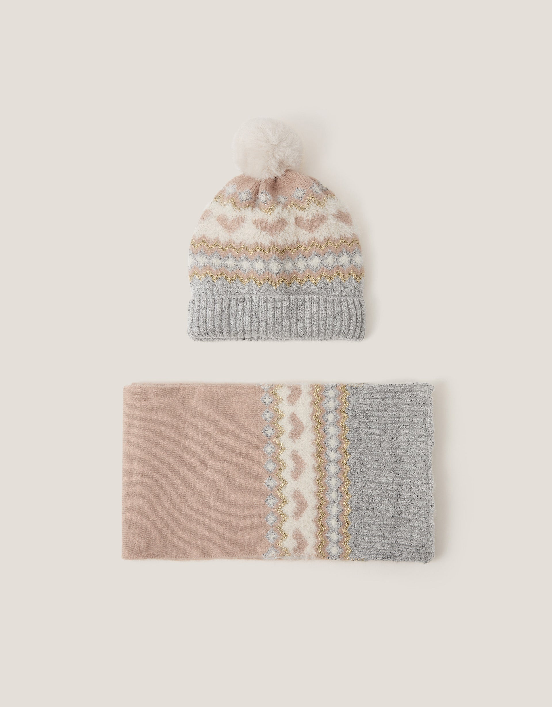 SET KAPA I SAL - HEART INTARSIA HAT SET