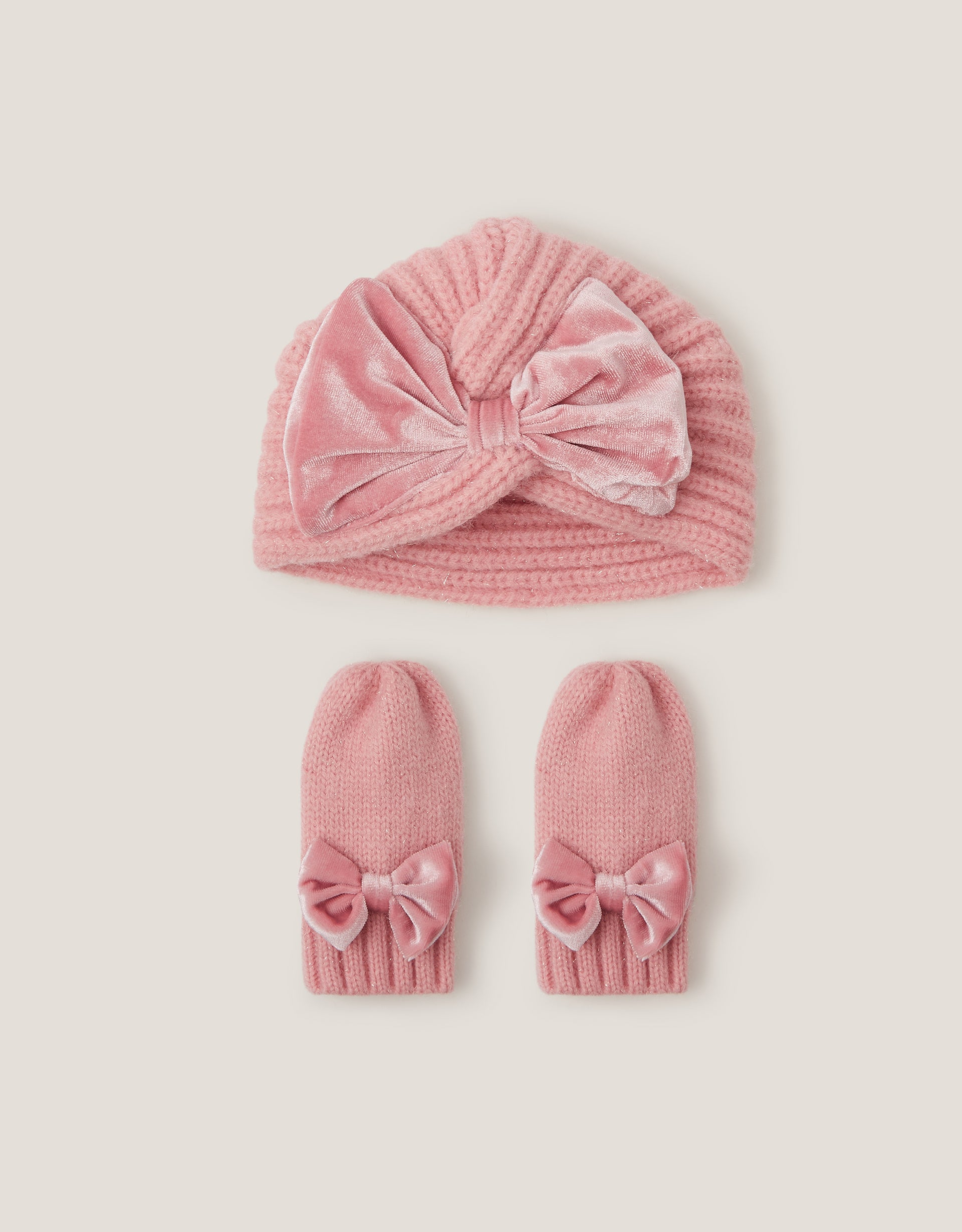 SET KAPA I RUKAVICE - BABY TURBAN BOW HAT W/ MI