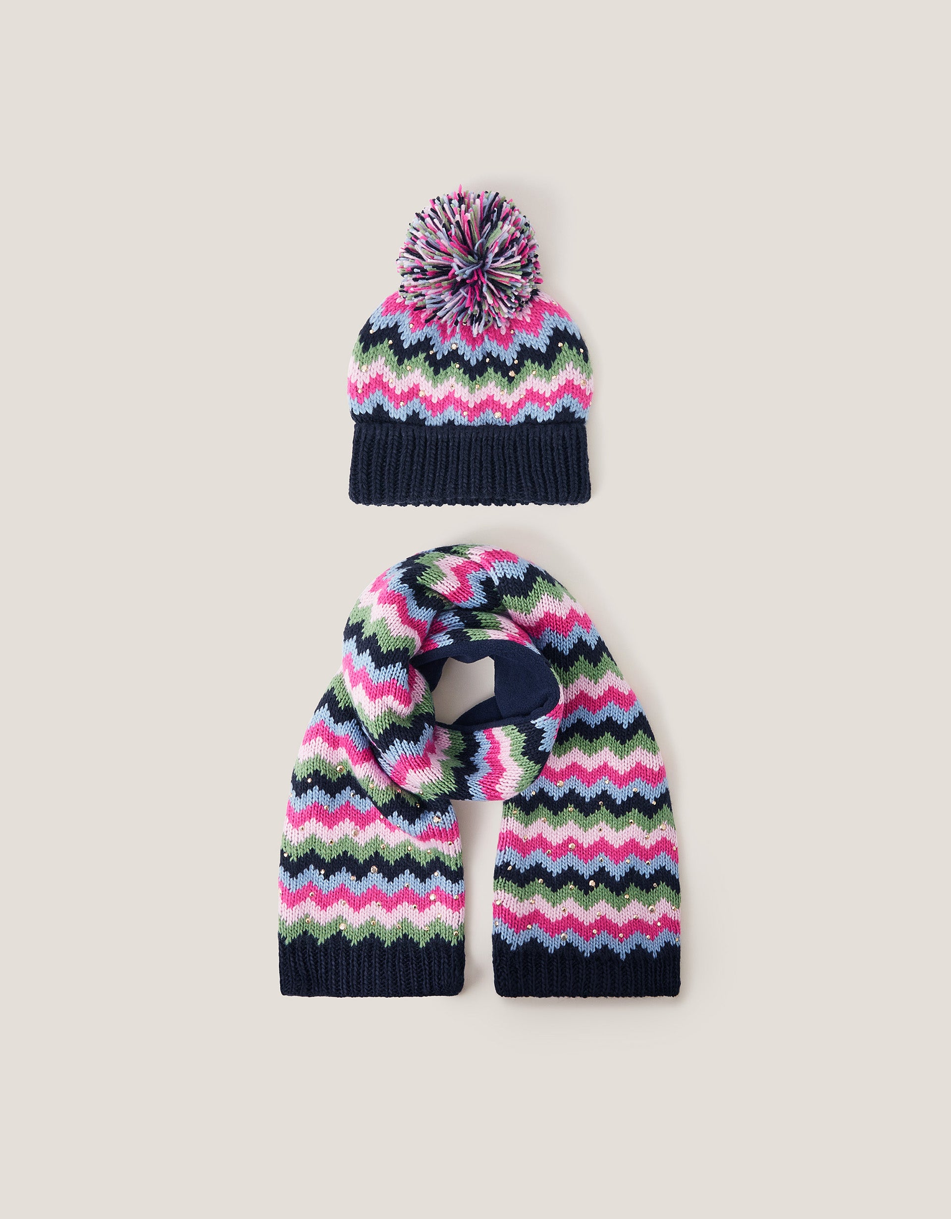 SET KAPA I SAL - ZIG ZAG SPARKLE HAT + SCA