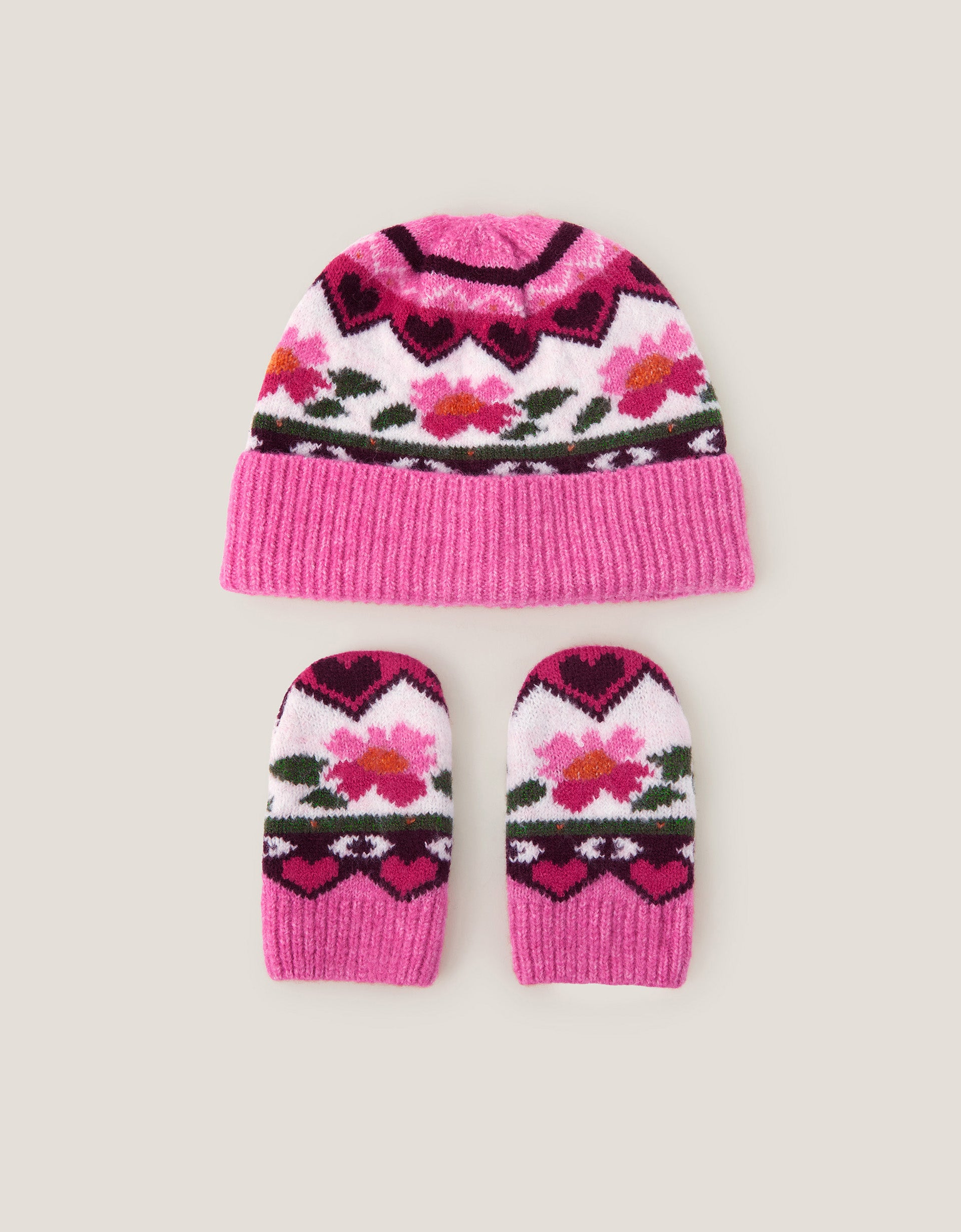 SET KAPA I RUKAVICE - BABY ROSE HAT AND MITTEN