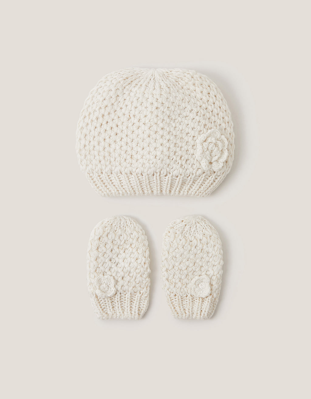 SET KAPA I RUKAVICE - BABY FLOWER BEANIE MITTEN