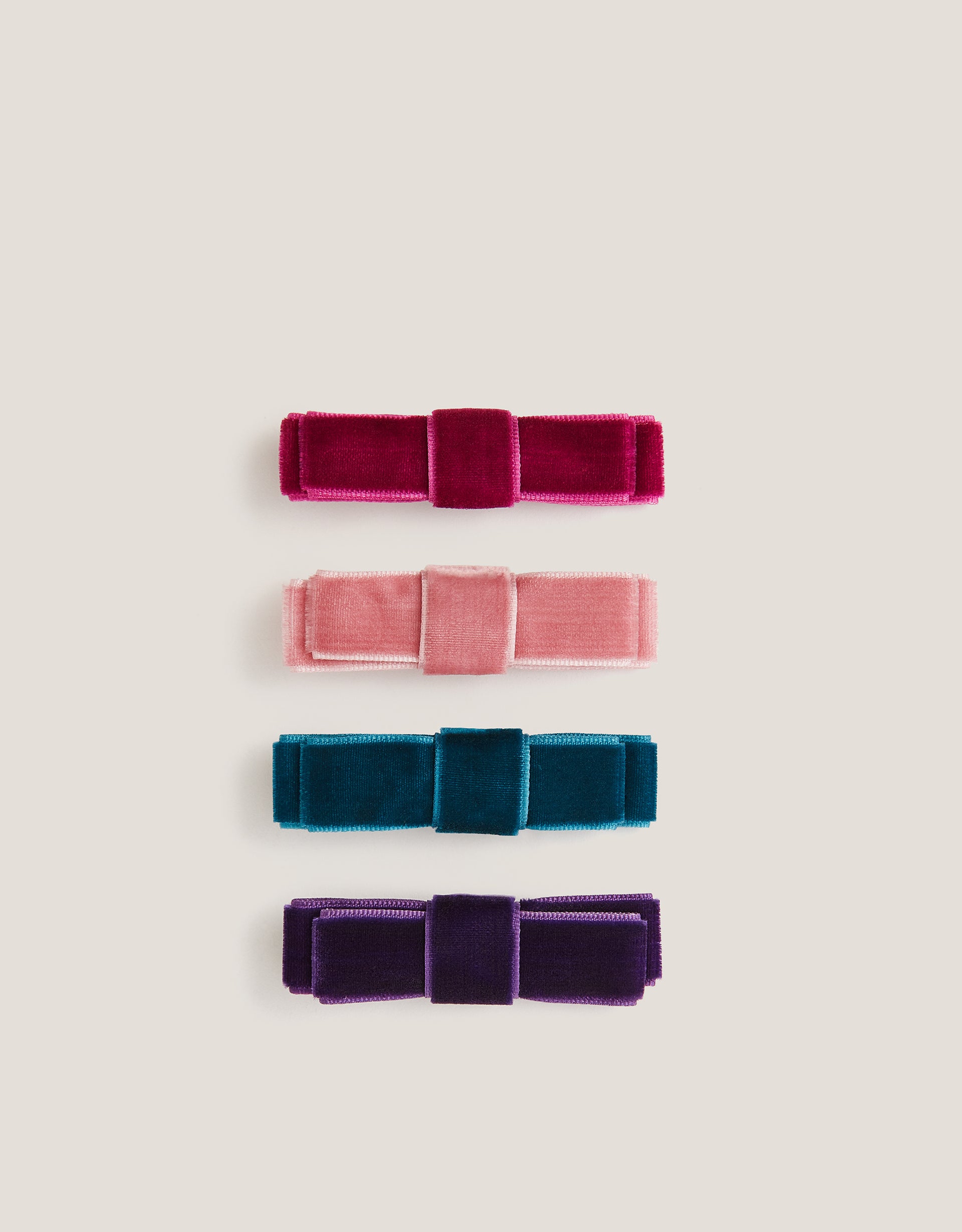 SET SNALA - 4PK VELVET MINI BOW CLIPS