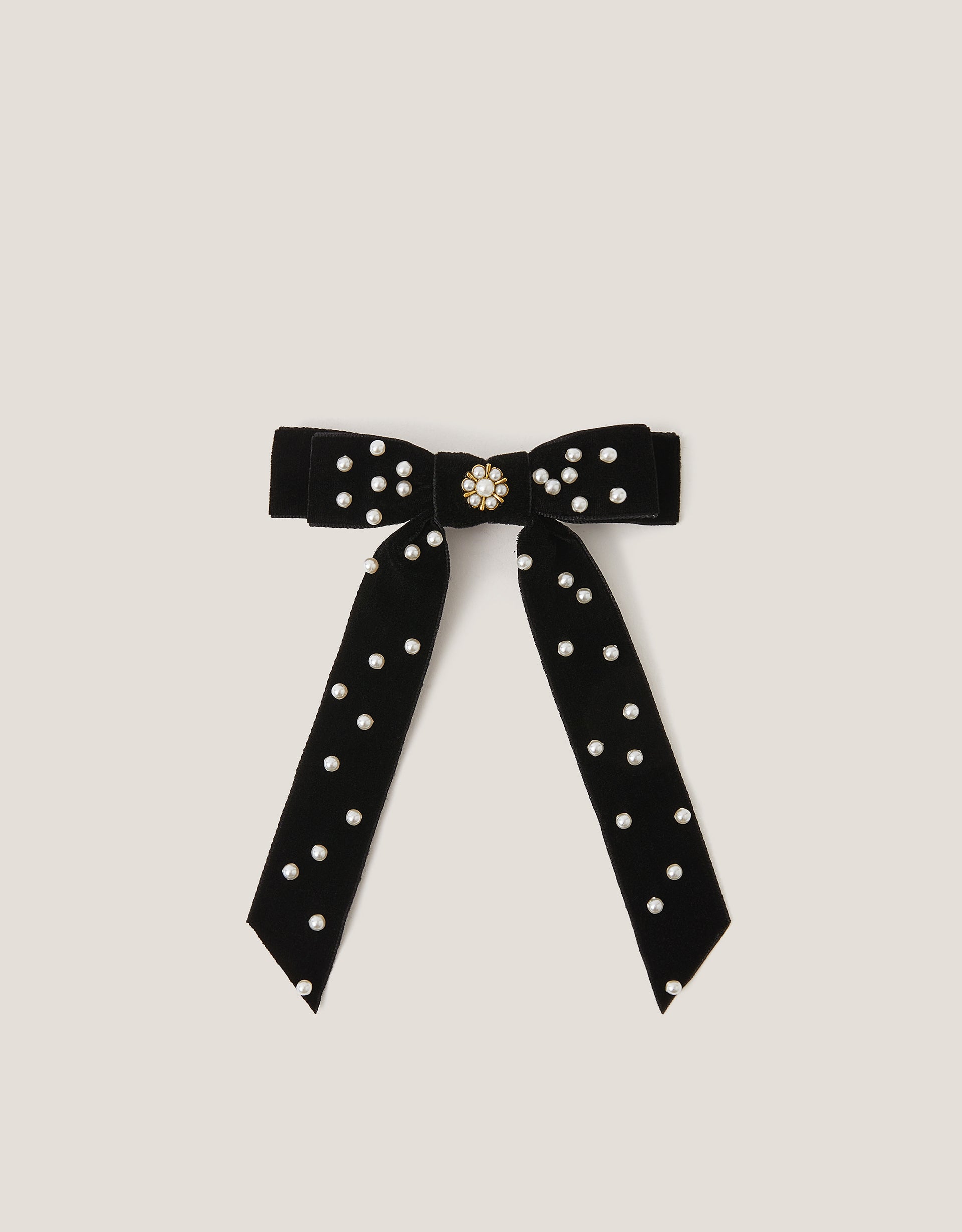 MASNA ZA KOSU - PEARL VELVET BOW CLIP