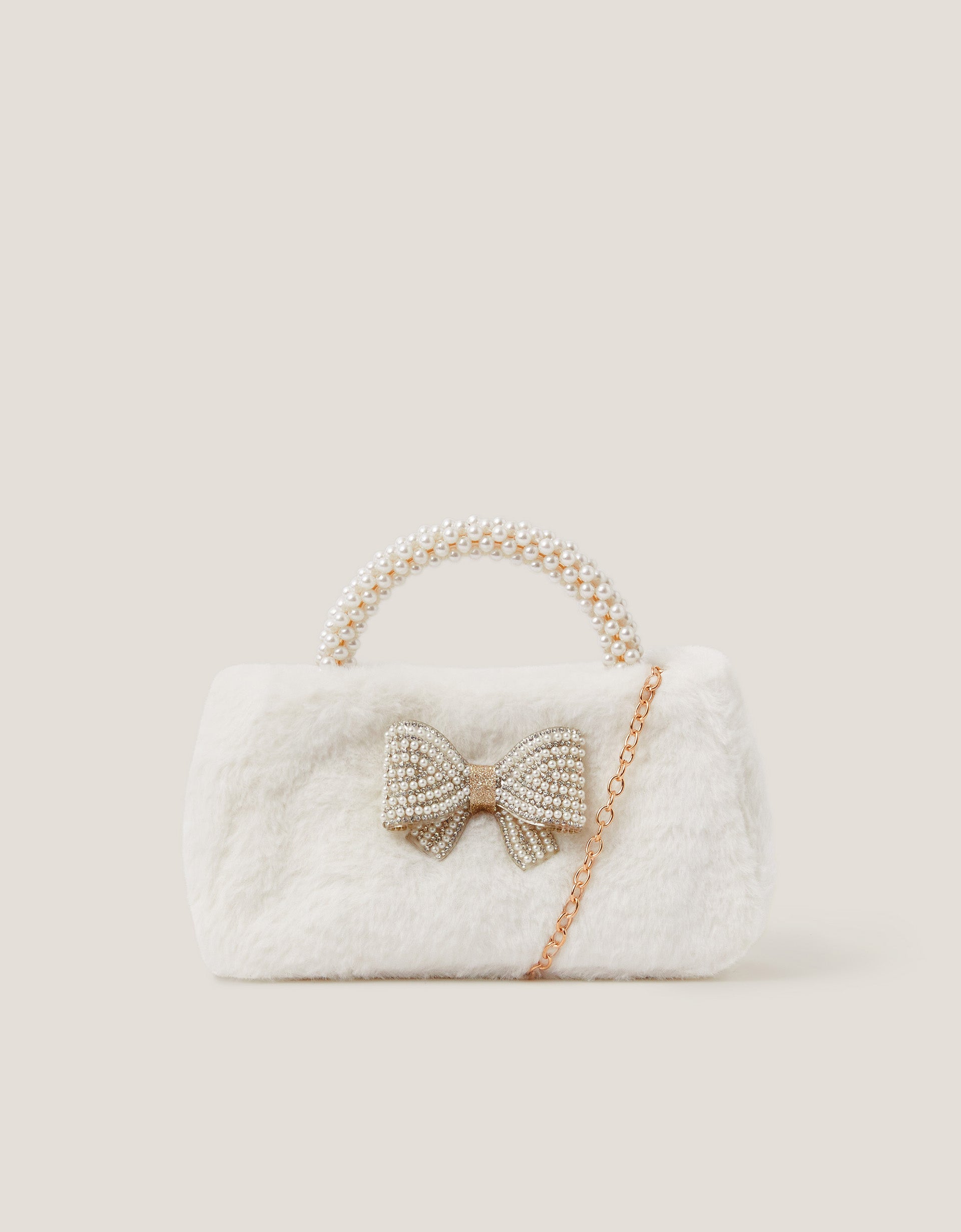TORBA - FLUFFY PEARL HANDLE BAG