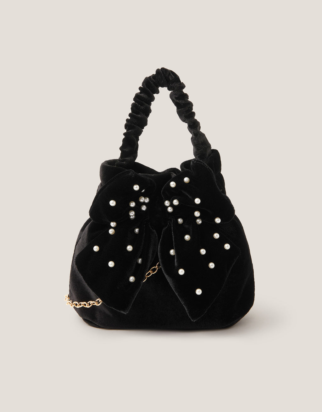 TORBA - PUFF PEARL BOW VELVET BAG