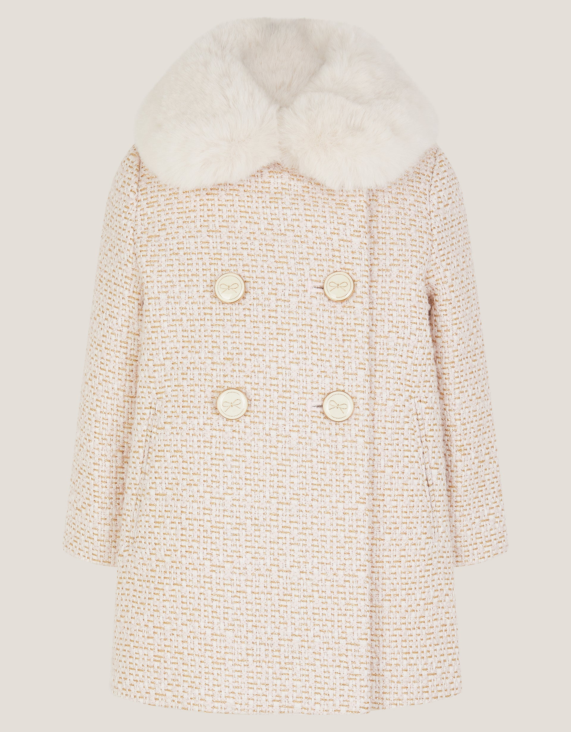 KAPUT - BABY TWEED COAT FUR CLLAR
