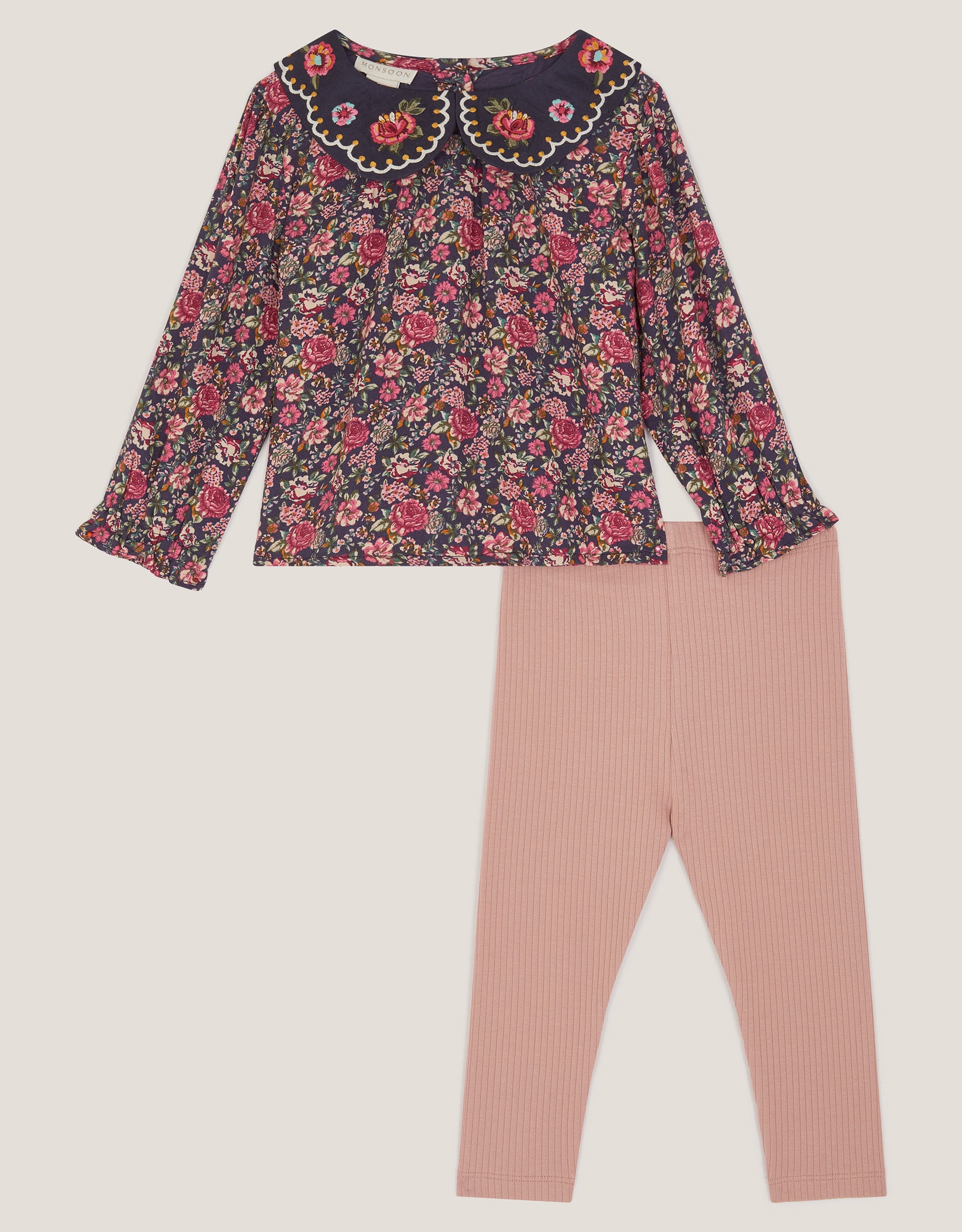 HELANKE - NAVY FLRL BLOUSE/ LEGGING