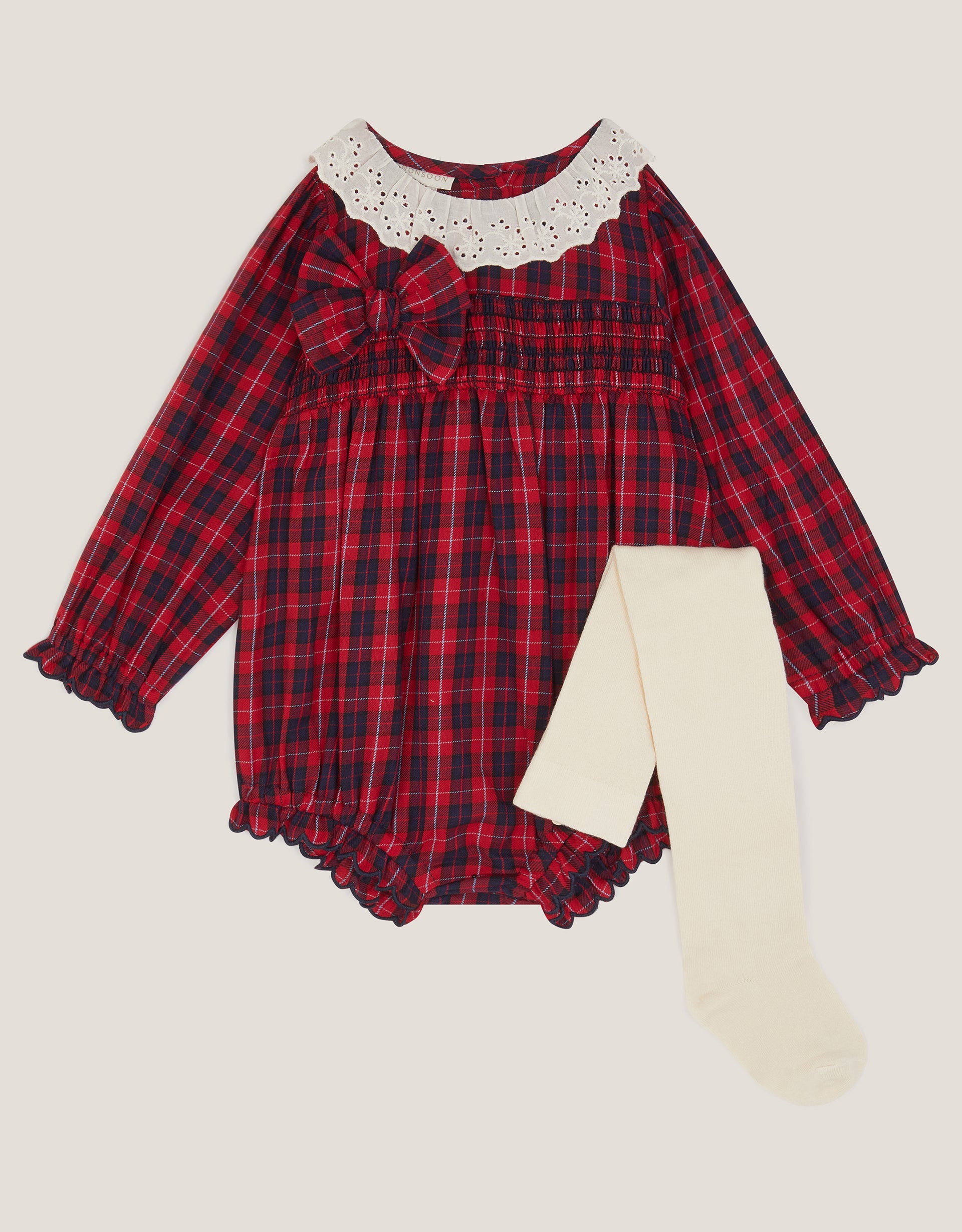 HULAHOPKE - NBG TARTAN ROMPER/TIGHTS