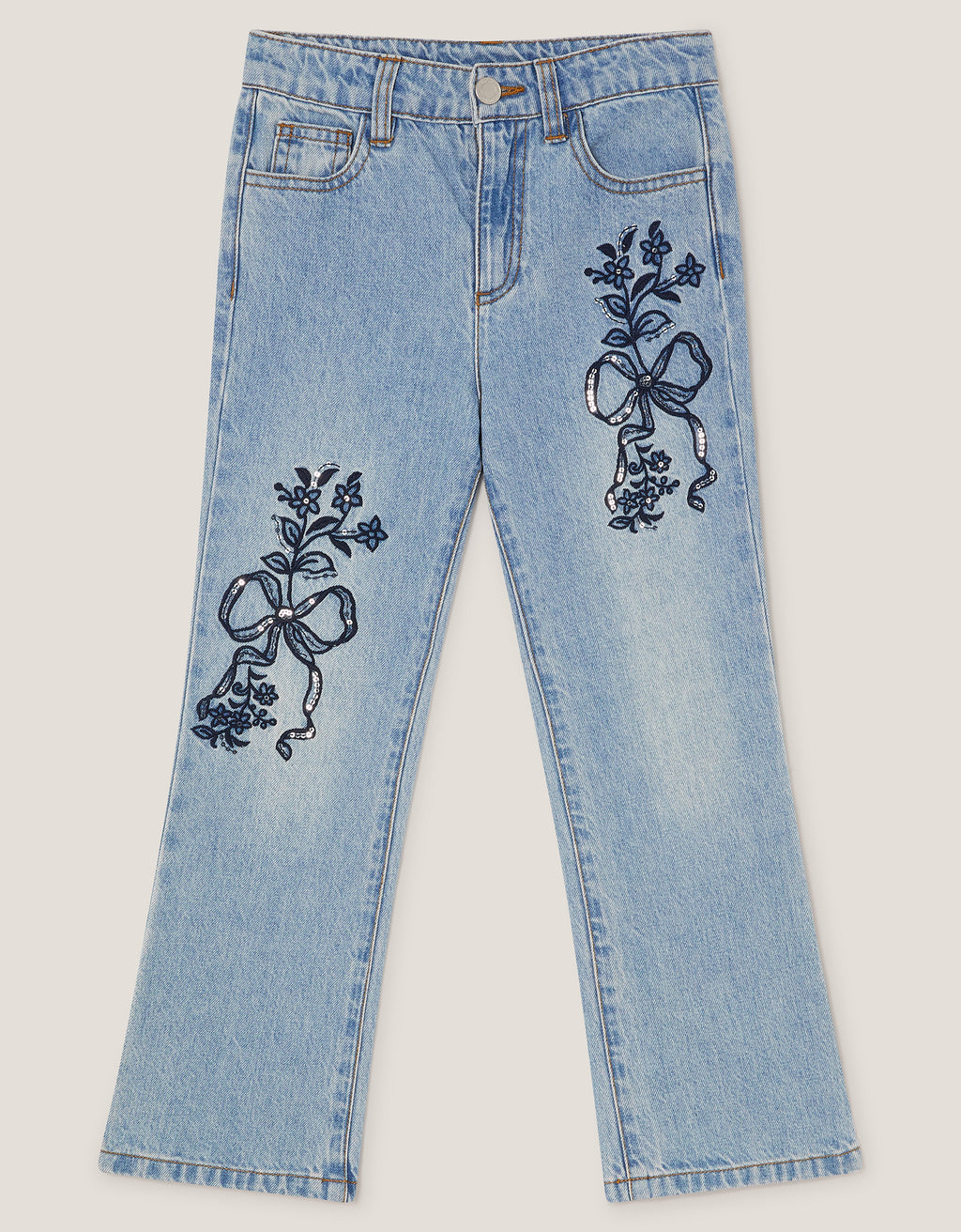 FARMERKE - BOW EMBROIDERED JEAN